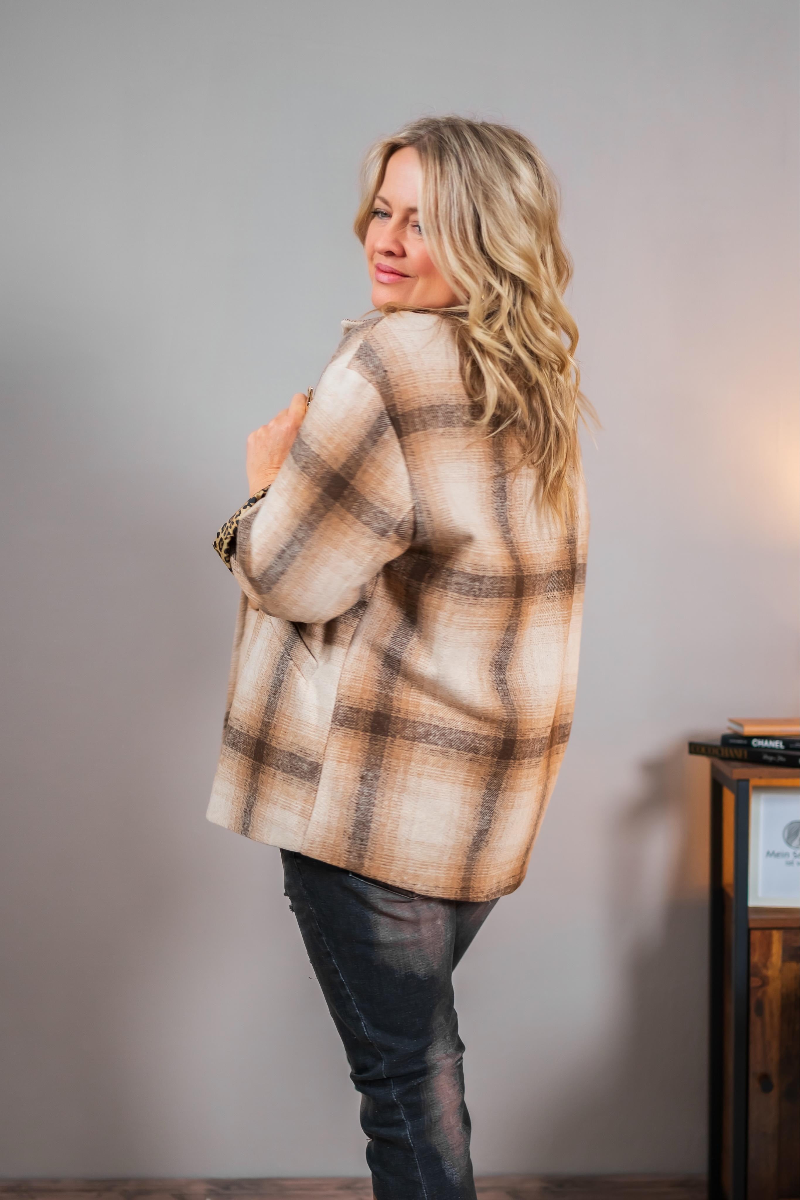 Oversize Blazer im Karo-Muster