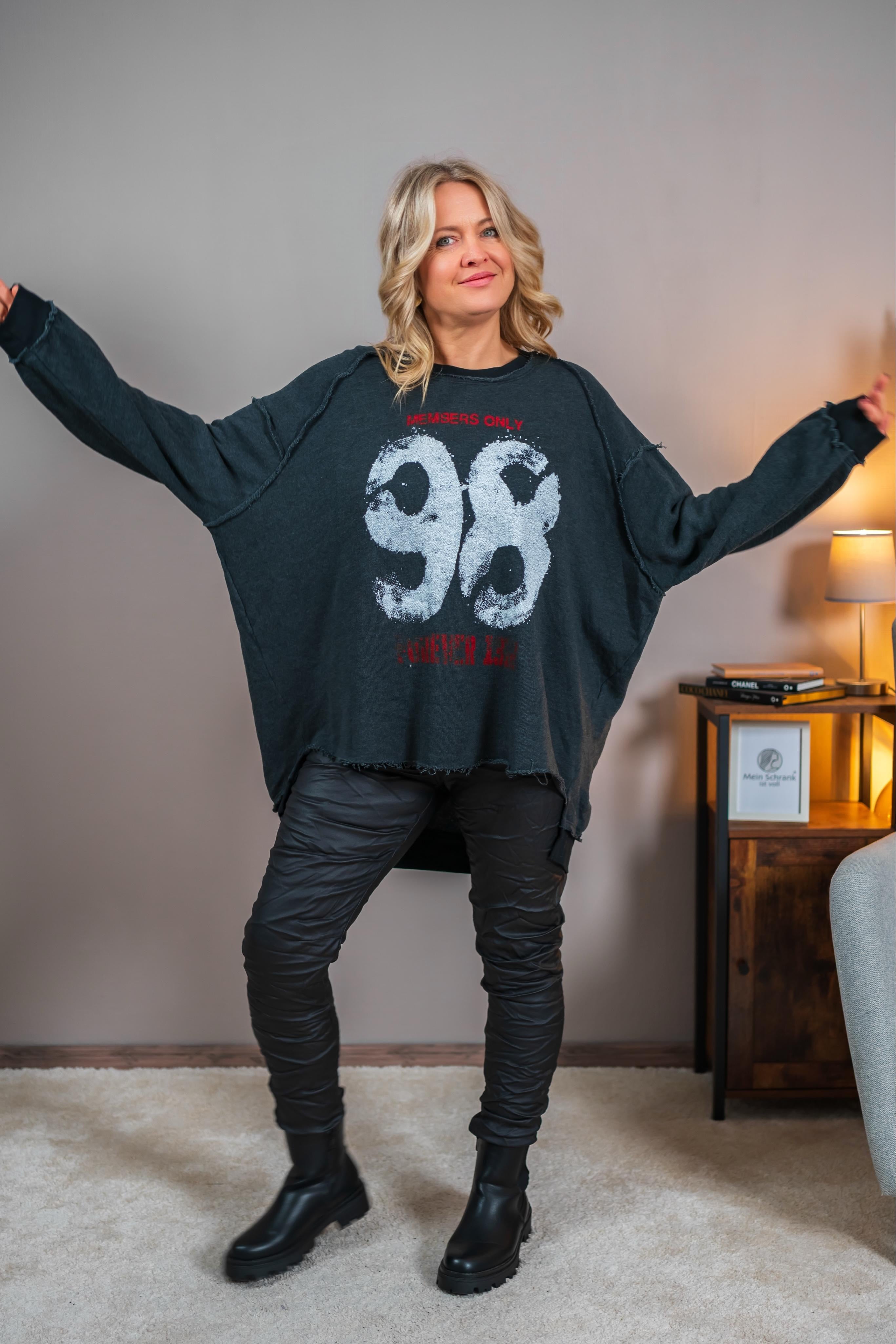 Sweatshirt mit Vintage-Print, grau