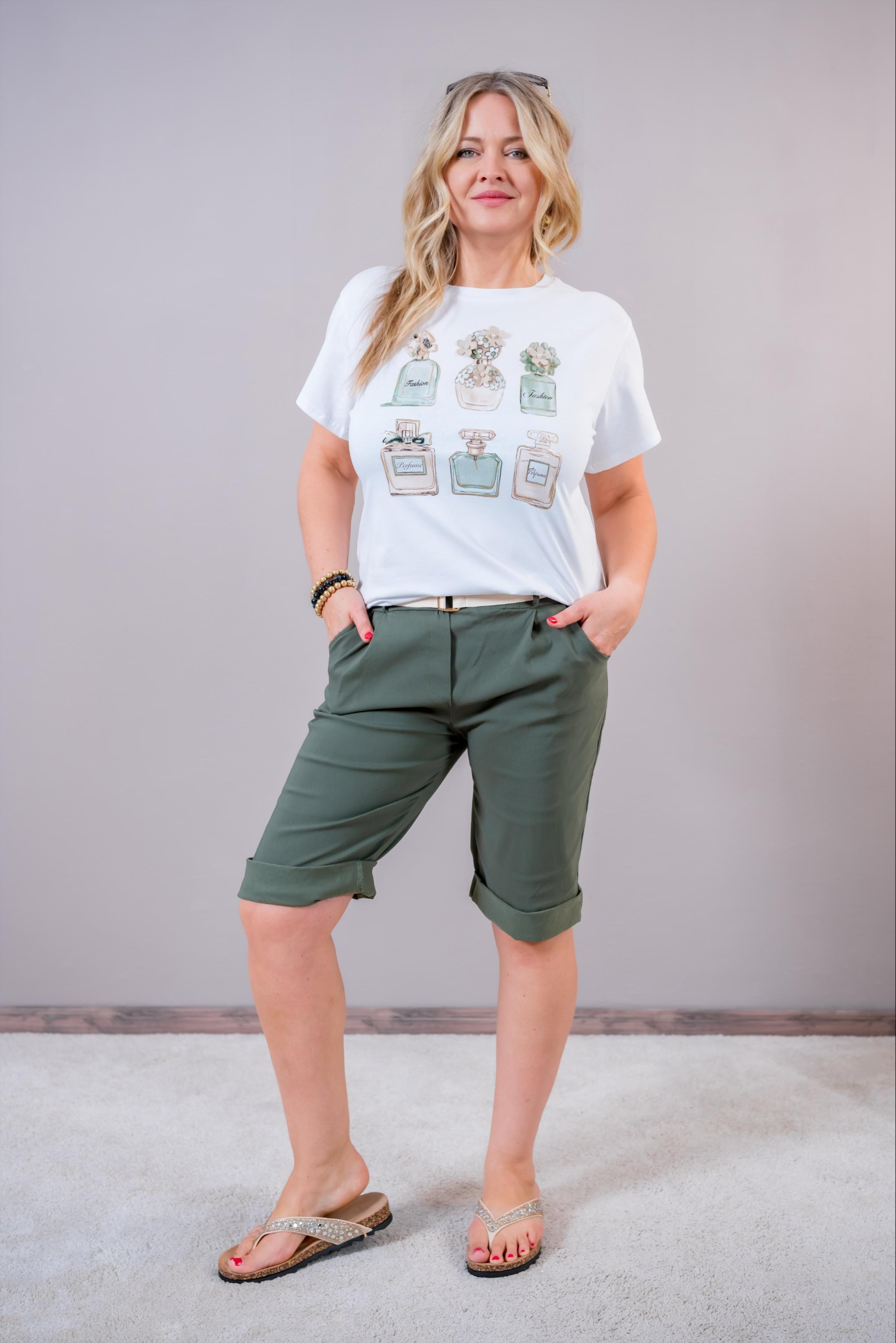 Bermuda-Shorts mit Gürtel, khaki