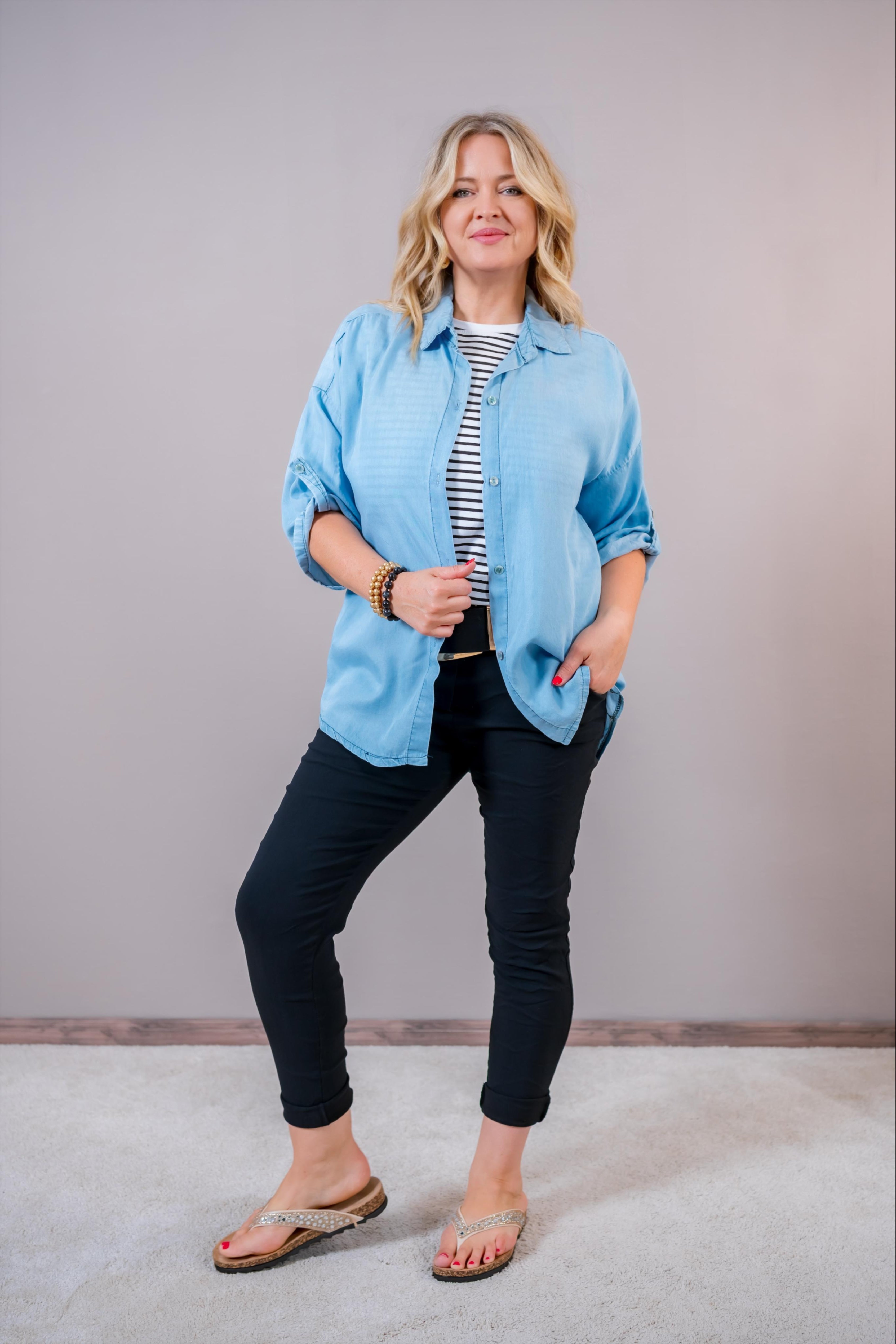 Bluse Denim Look, hellblau