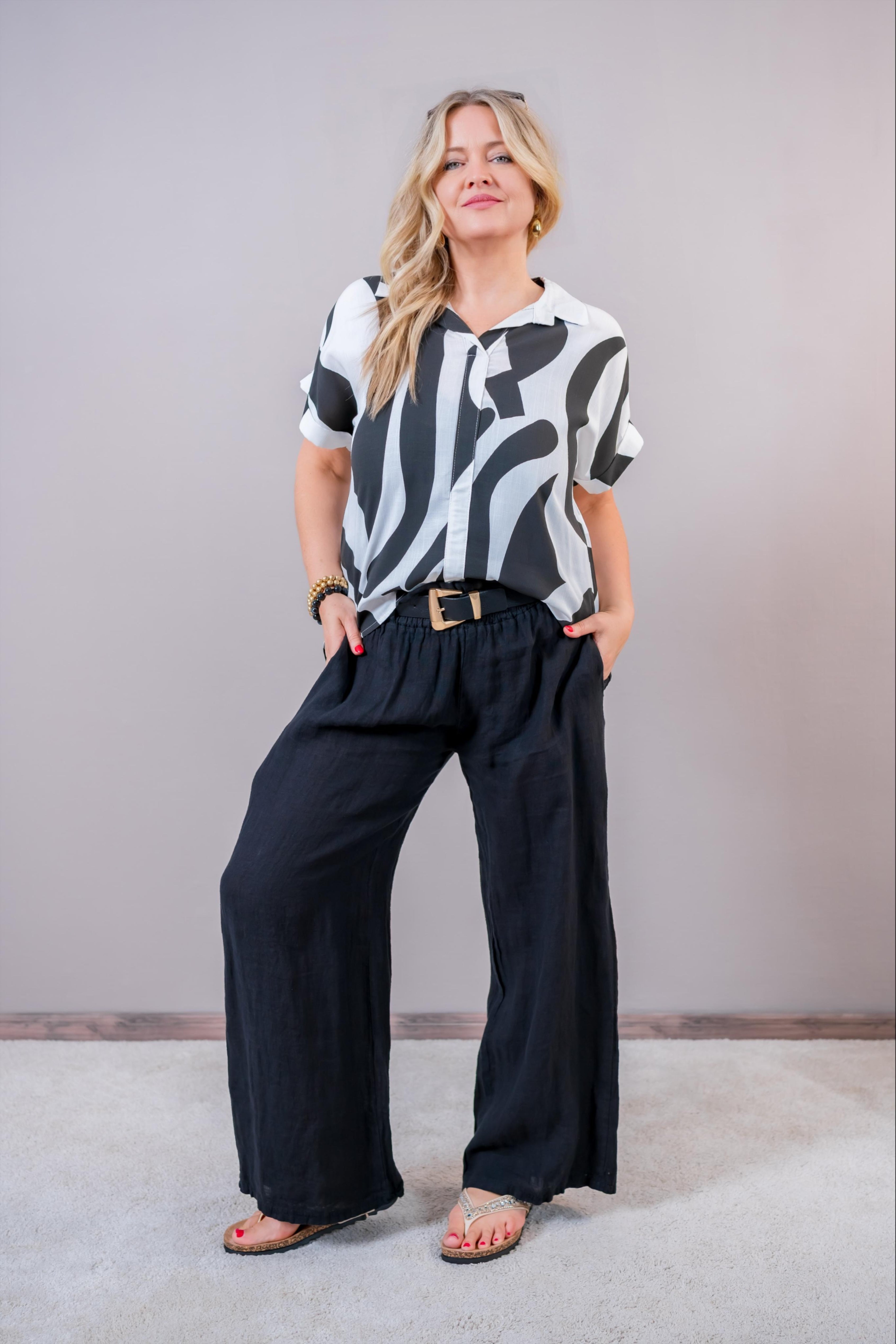 Oversize Bluse Black & White
