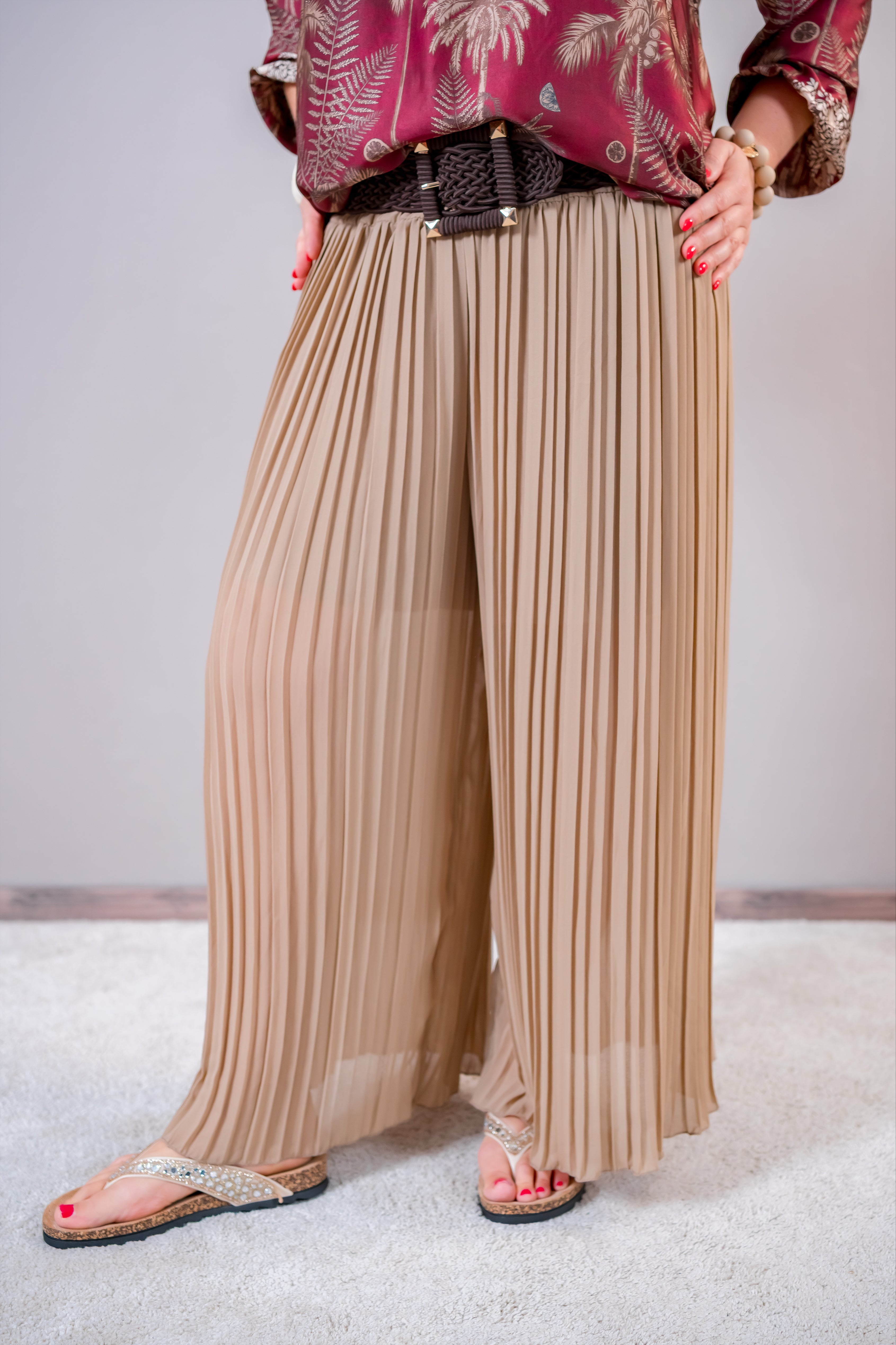 Plisseehose in Camel