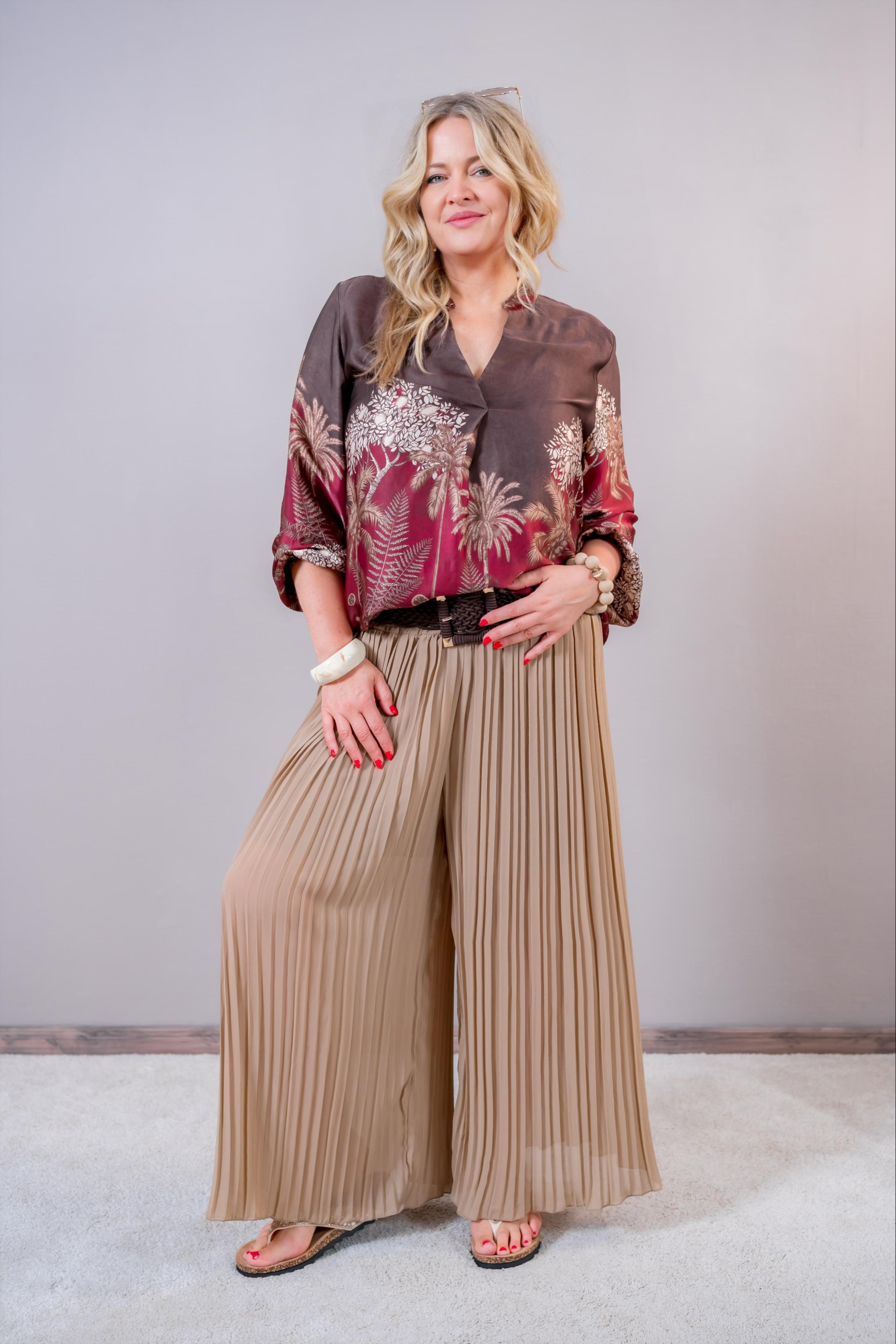 Plisseehose in Camel