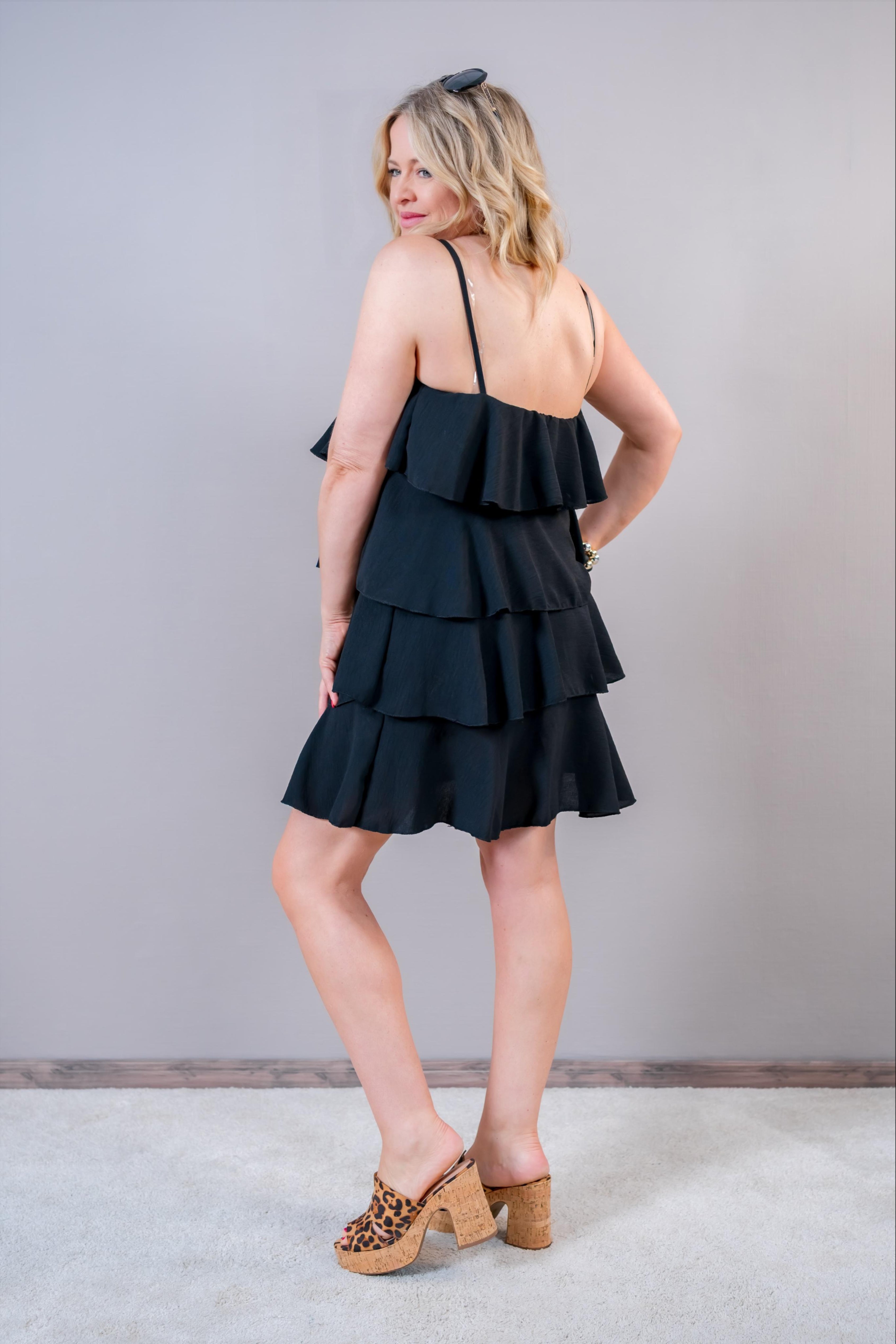 Luftiges Trägerkleid, schwarz