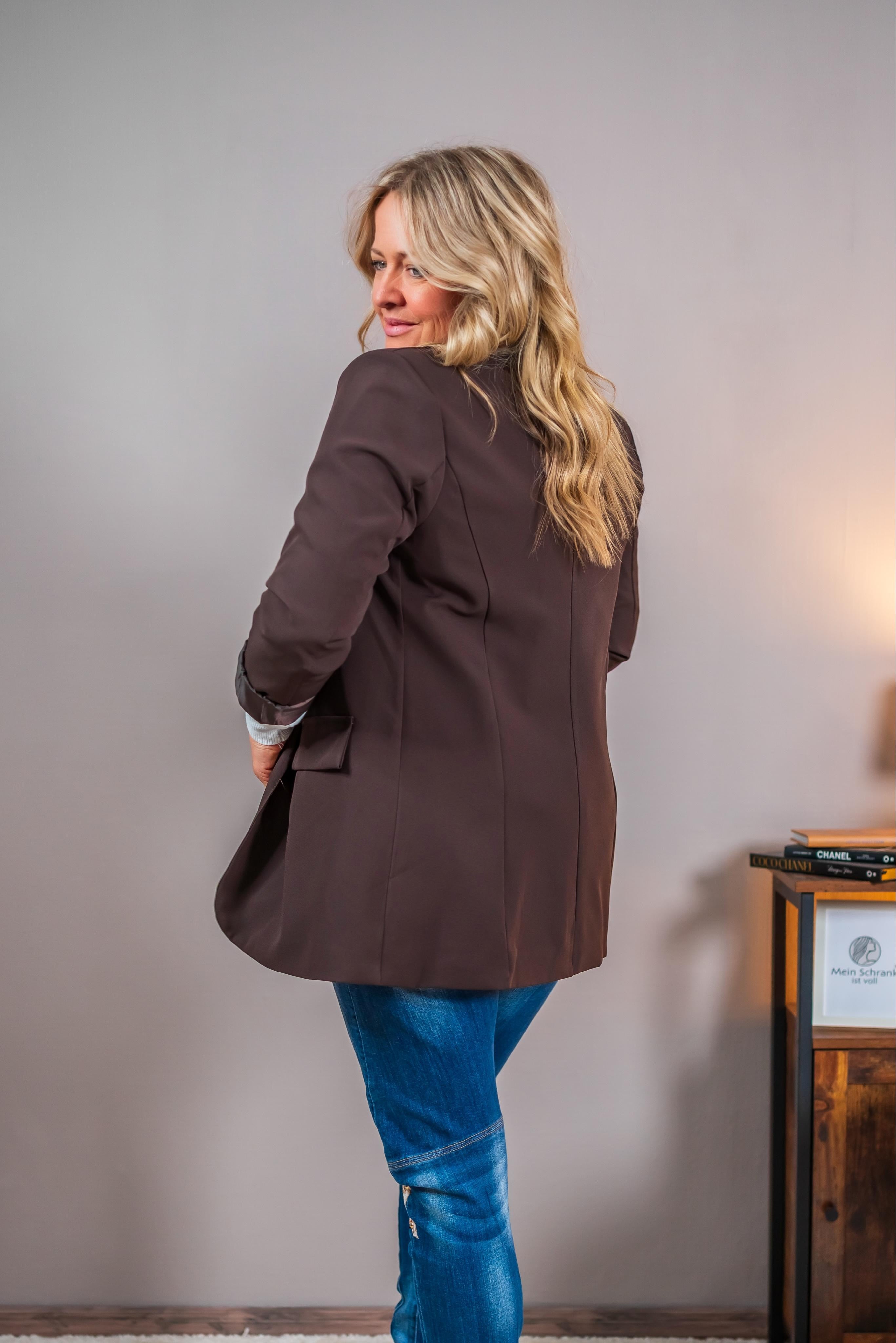 Klassischer Blazer, schokobraun