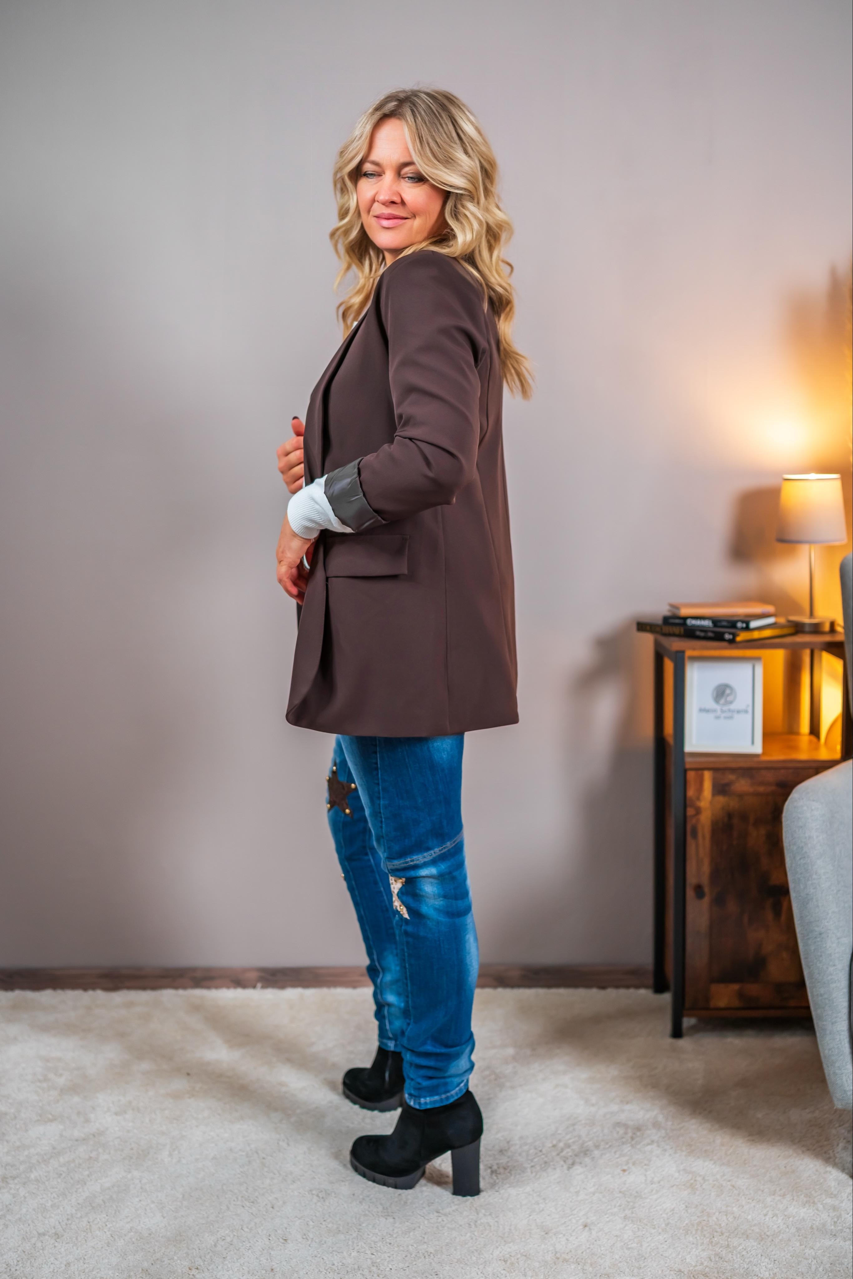 Klassischer Blazer, schokobraun