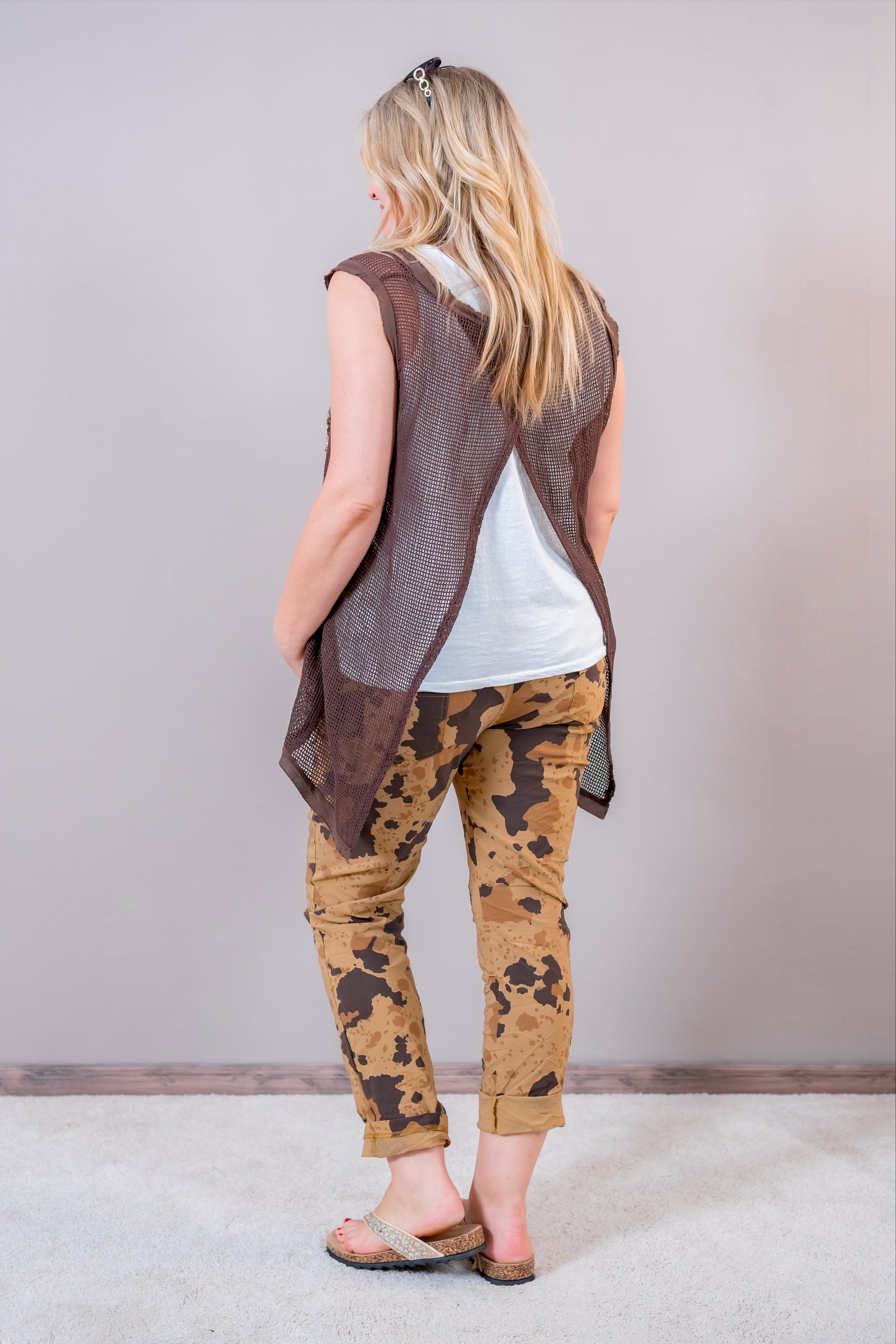 2-in-1 Netz-Top mit Basic-Top, schokobraun