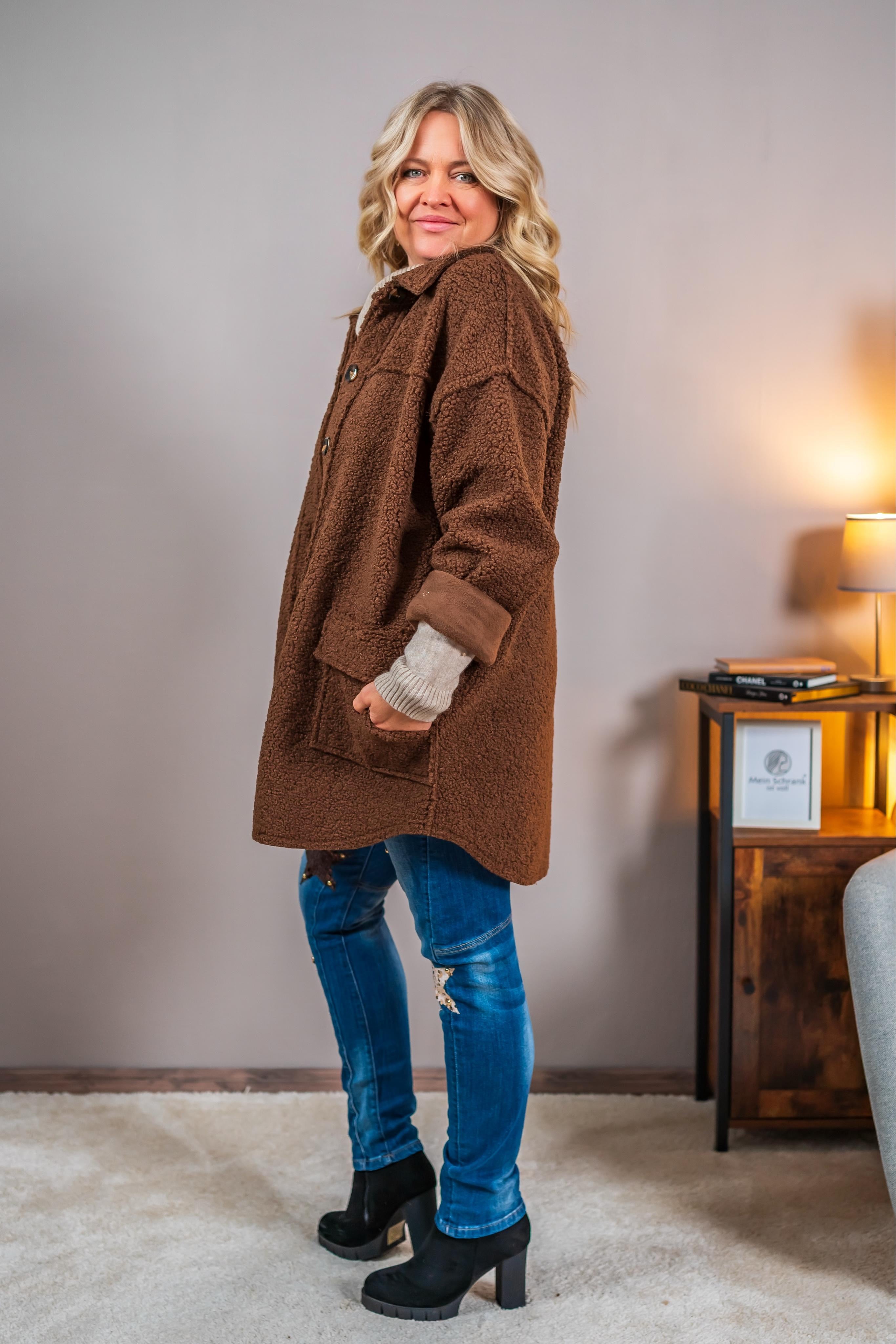 Kuschelige Teddyjacke, braun