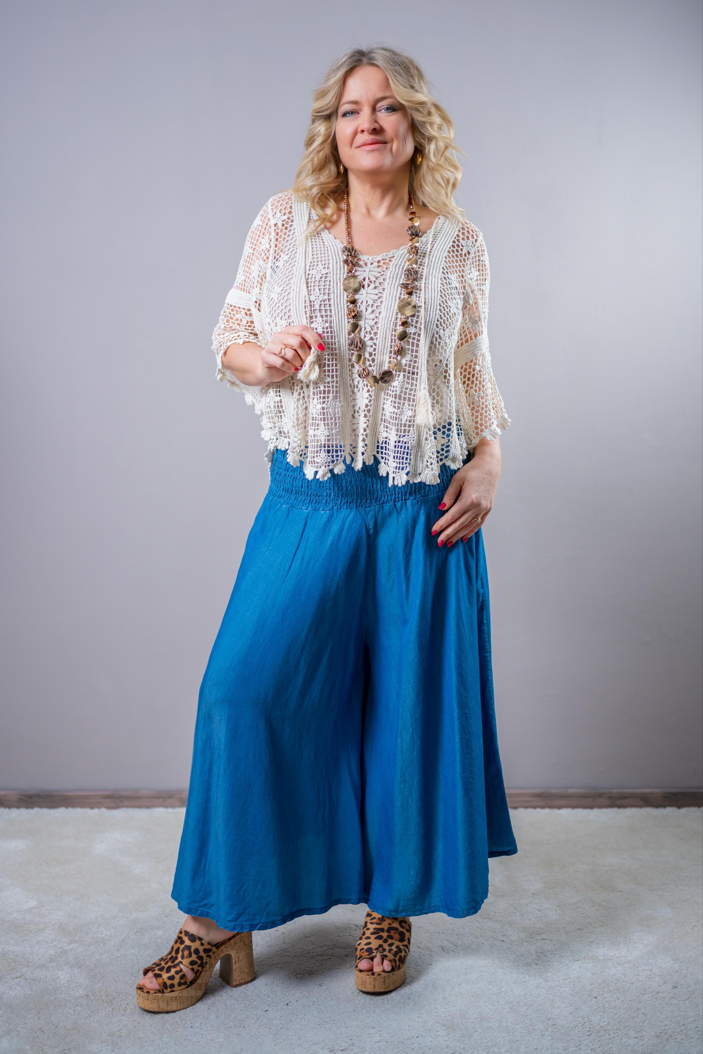 Lockere Sommerhose in Denim-Optik, blau