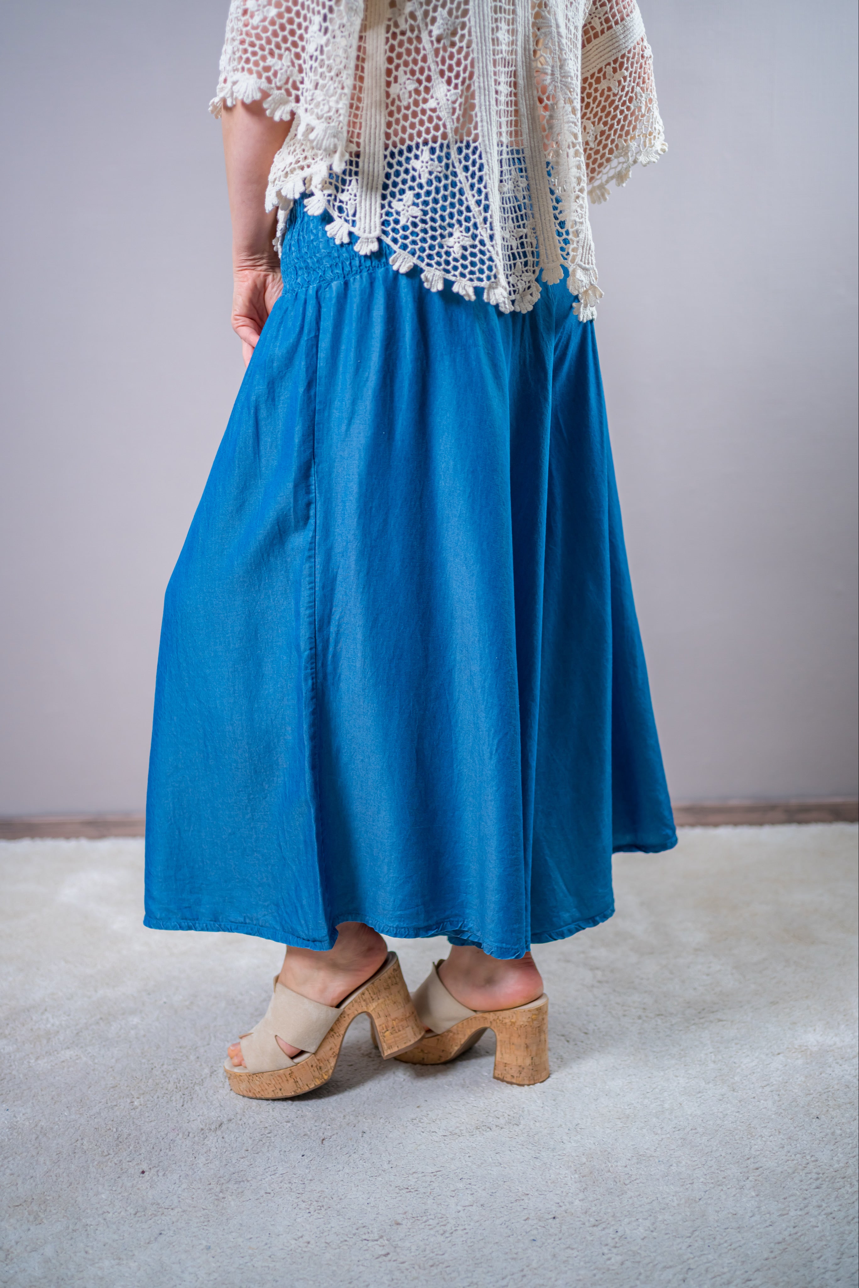 Lockere Sommerhose in Denim-Optik, blau