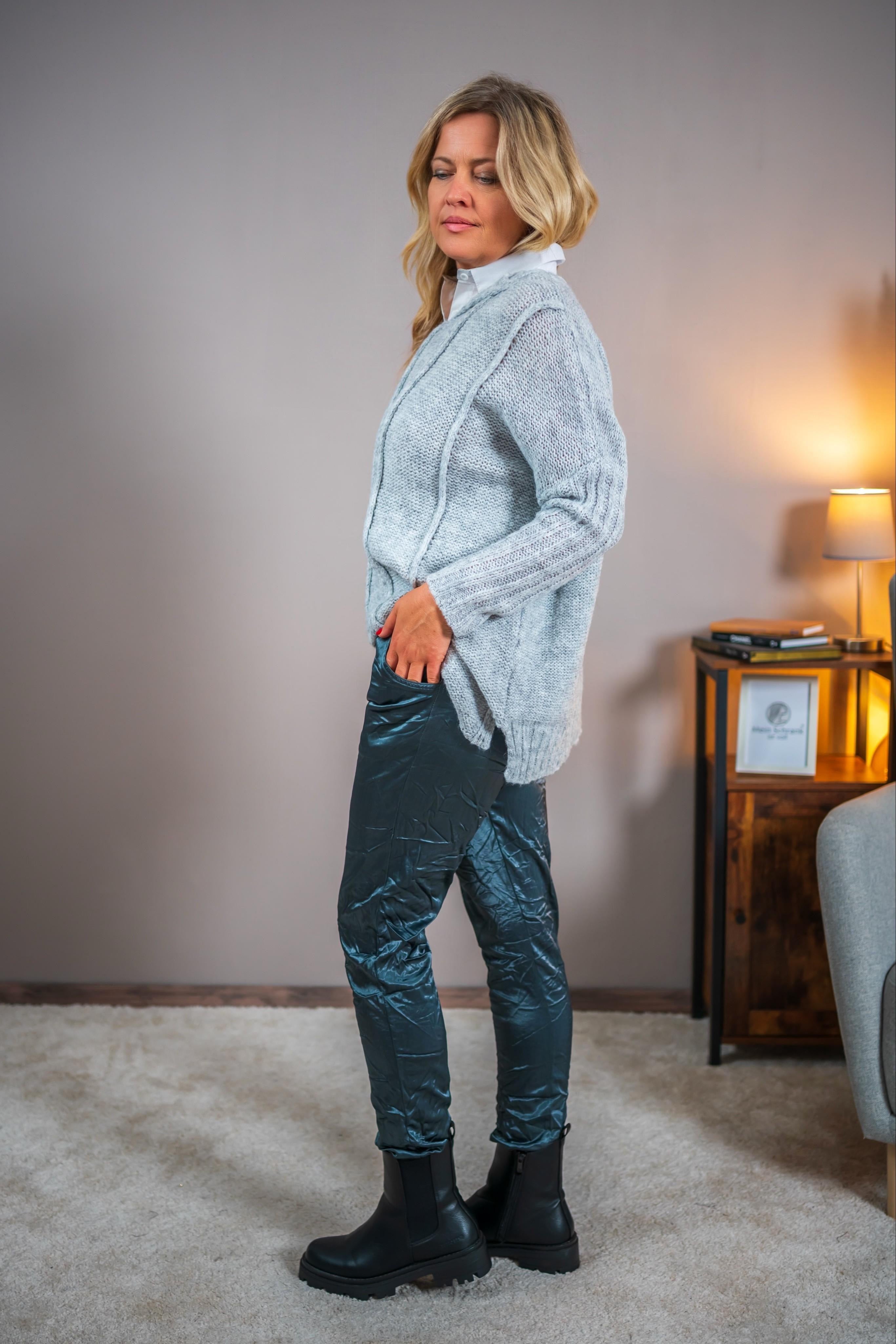 Strickpullover in Grau-Melange