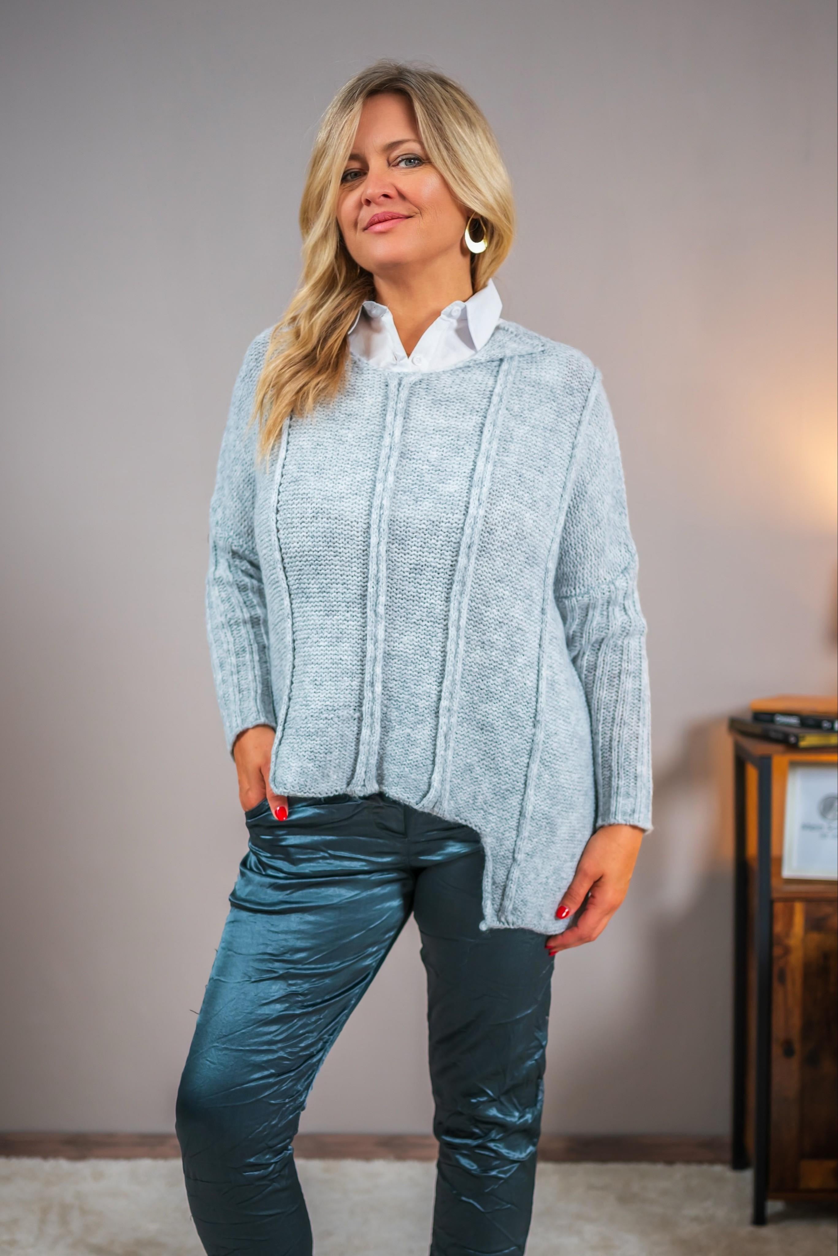 Strickpullover in Grau-Melange
