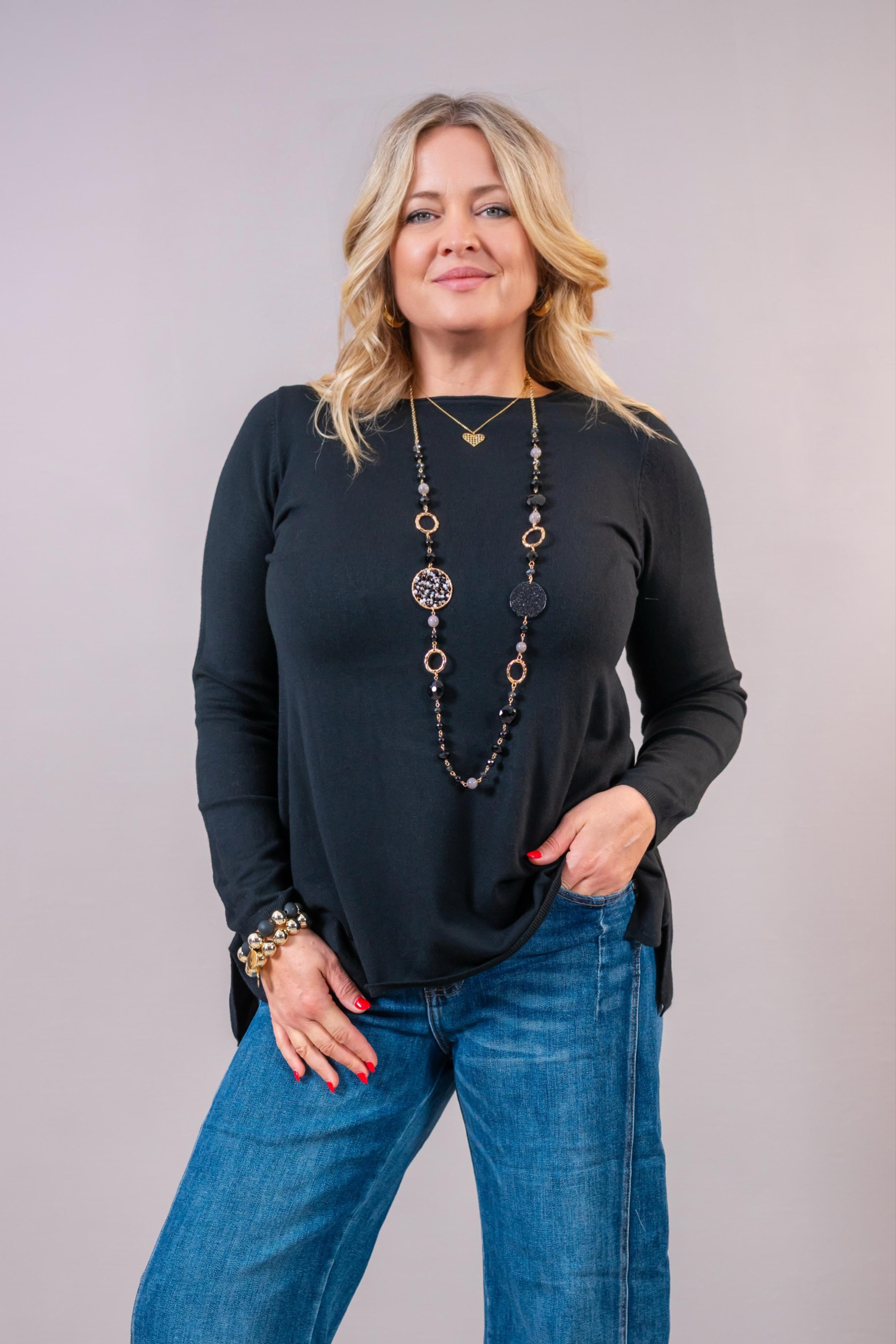 Feinstrick Pullover "Soft Touch", schwarz
