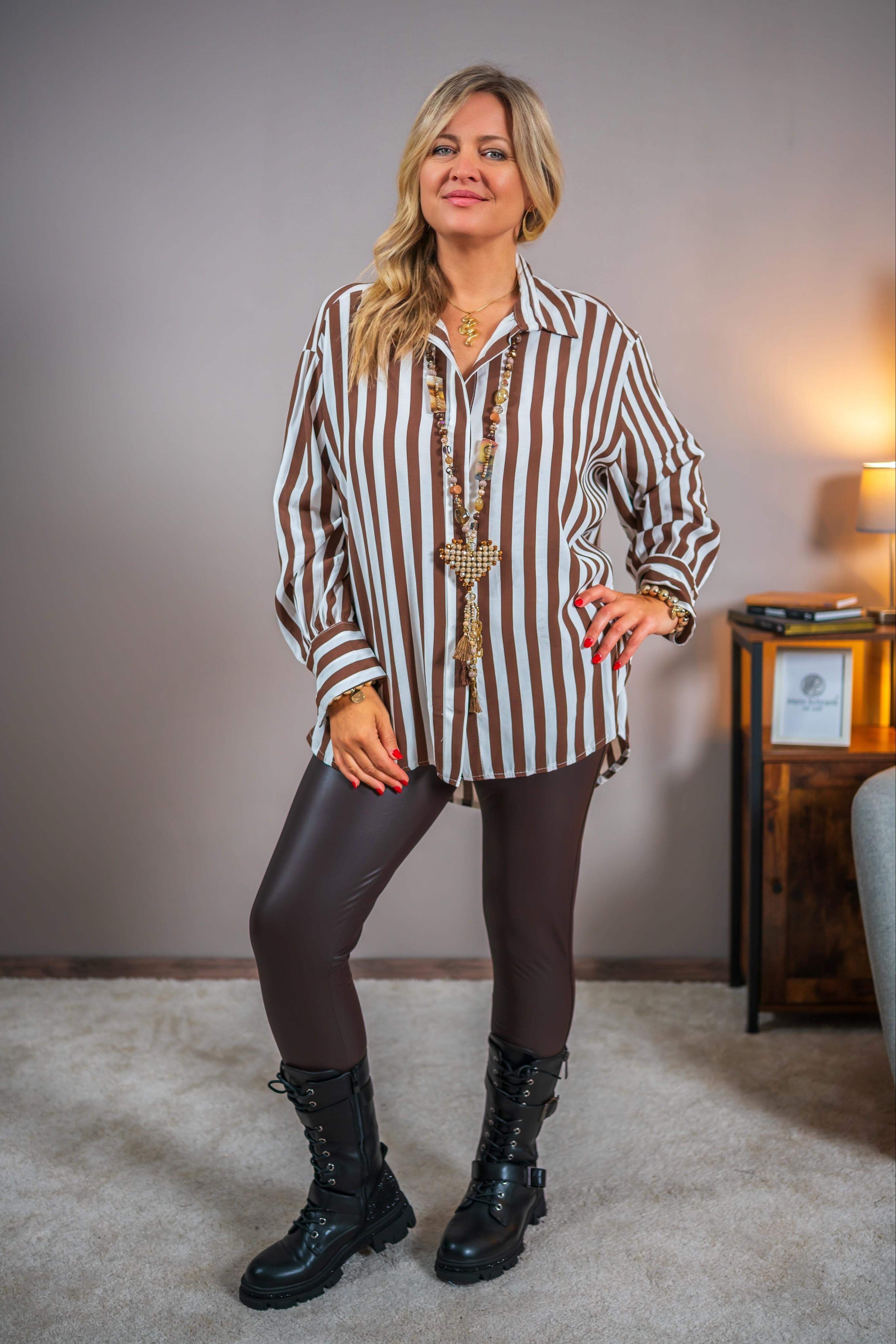 Längere Bluse im Streifen-Look
