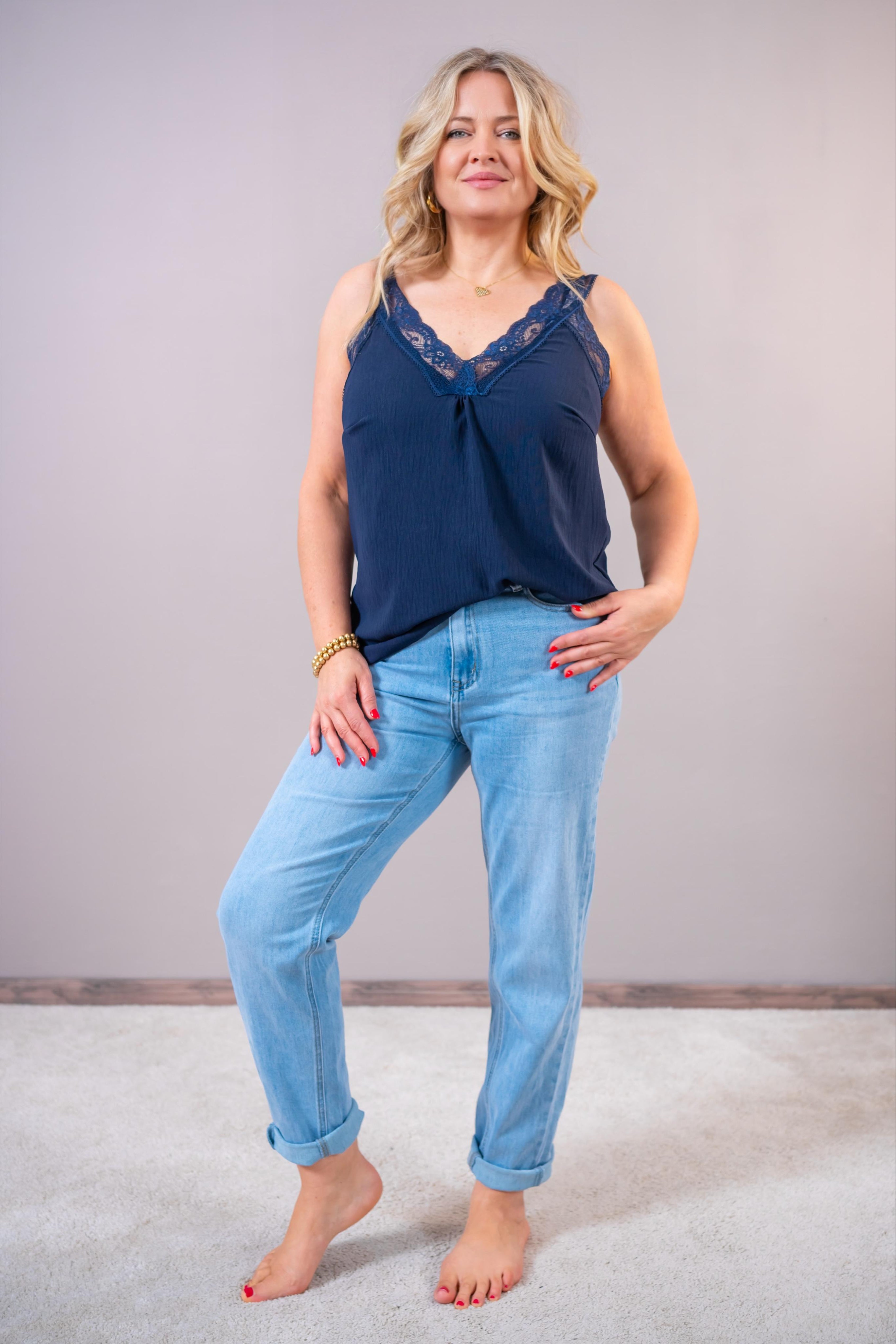 Spitzentop "Soft Lace", navy