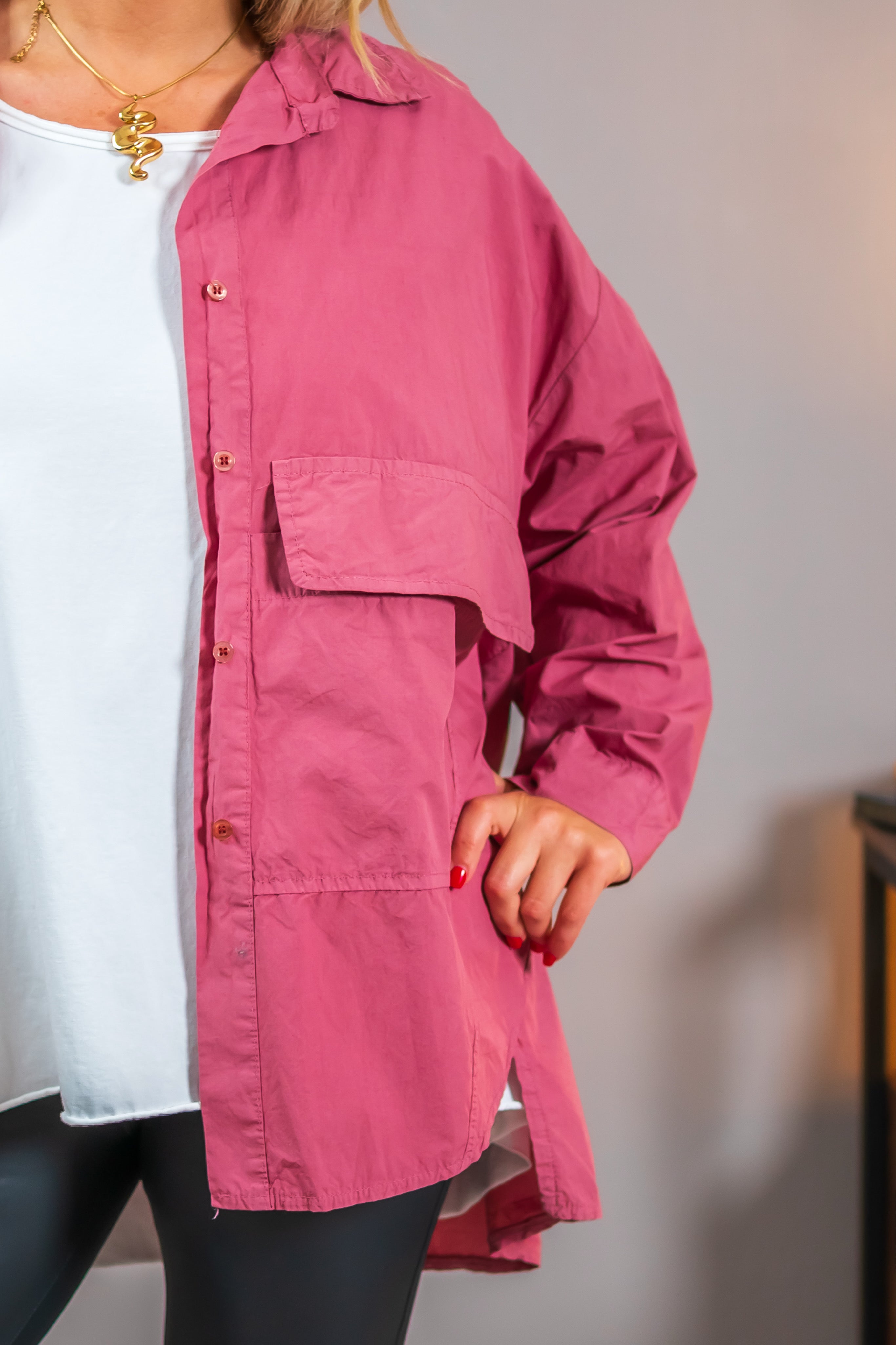 Oversize-Bluse in Altrosa