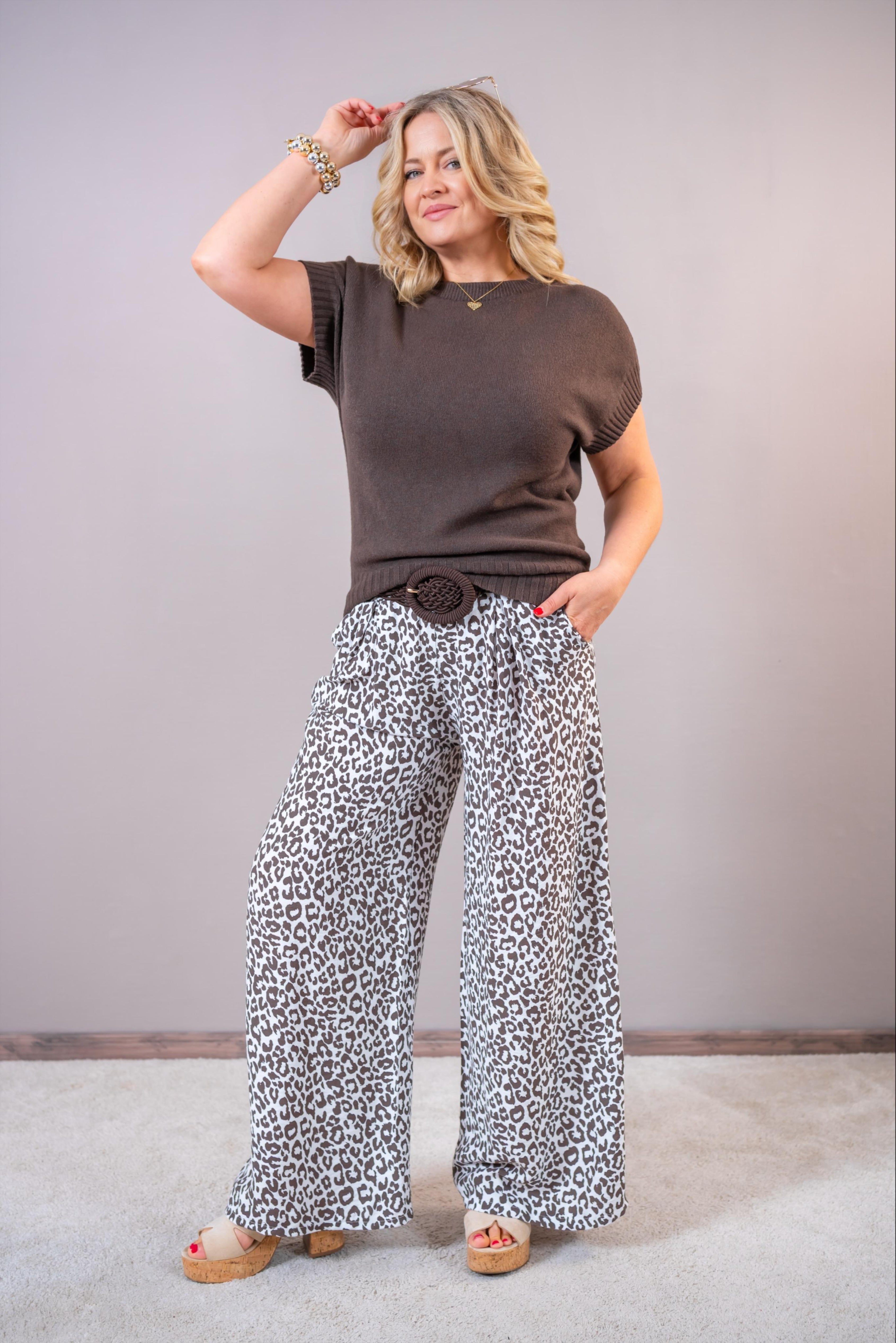 Feinstrick-Pullover Kurzarm, schokobraun
