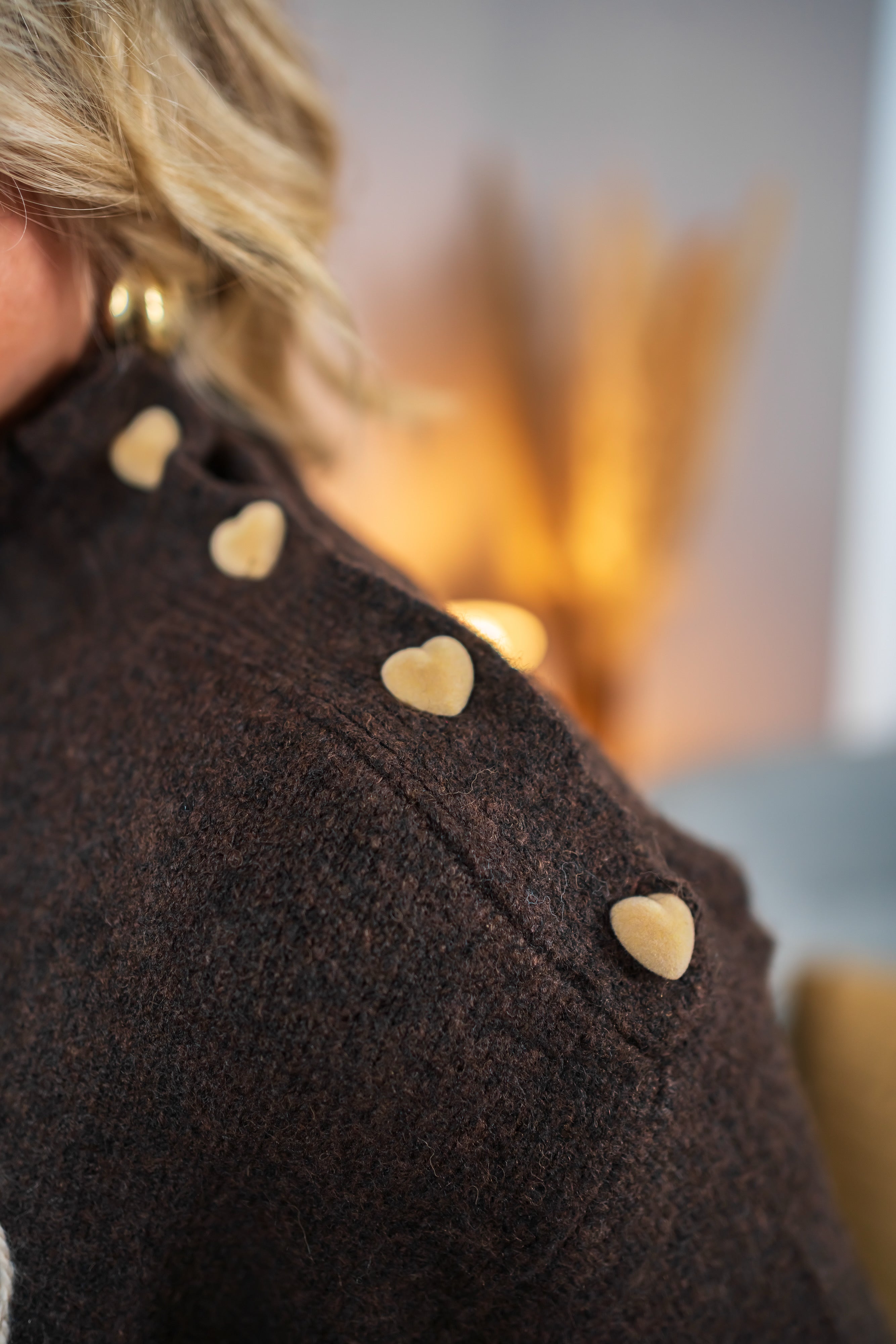 Strickpullover mit Herz-Detail, schokobraun
