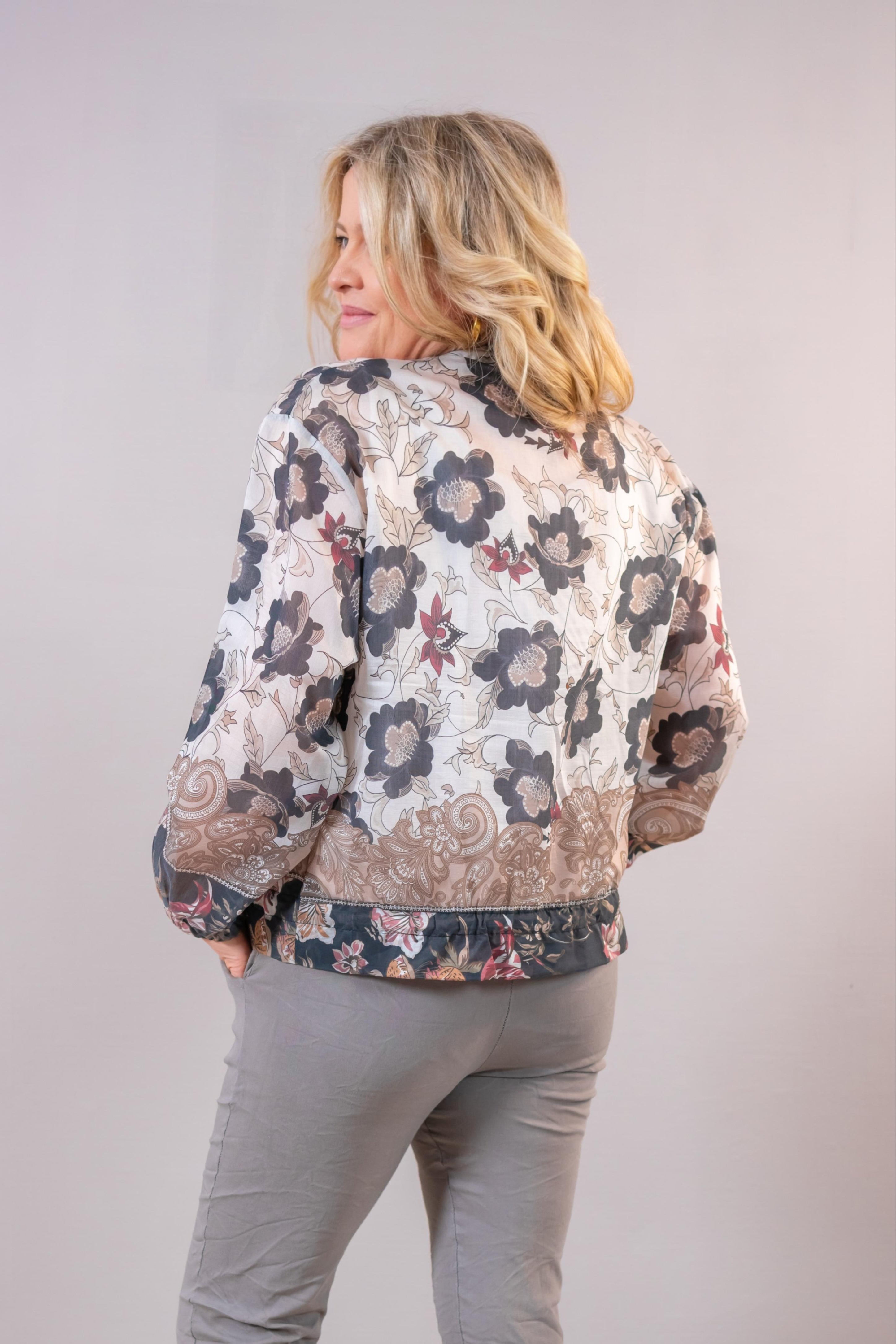 Blousonjacke "Floral Chic", beige/anthrazit