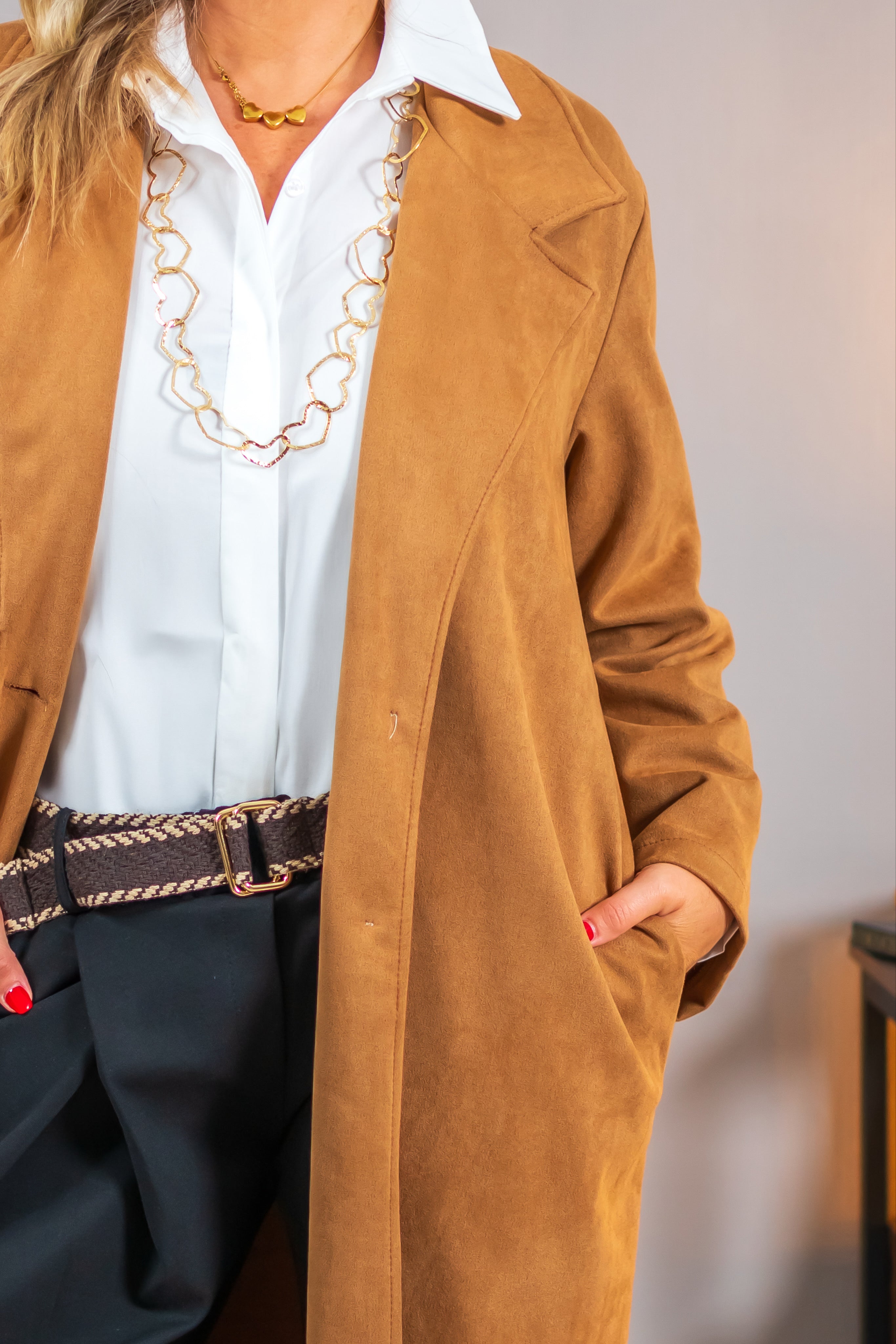 Langer, weicher Mantel, camel