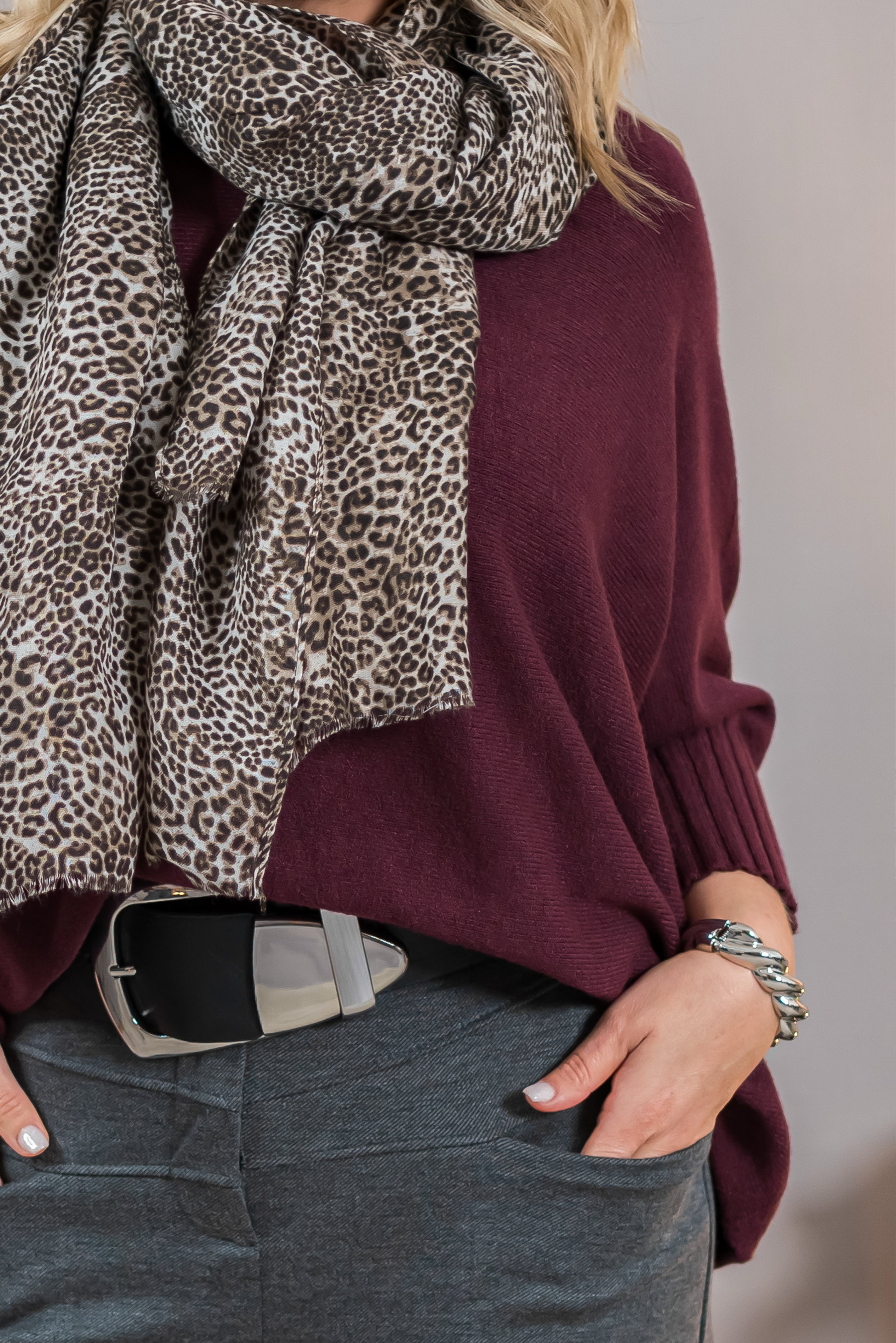 Strickpullover mit Stehkragen, bordeaux