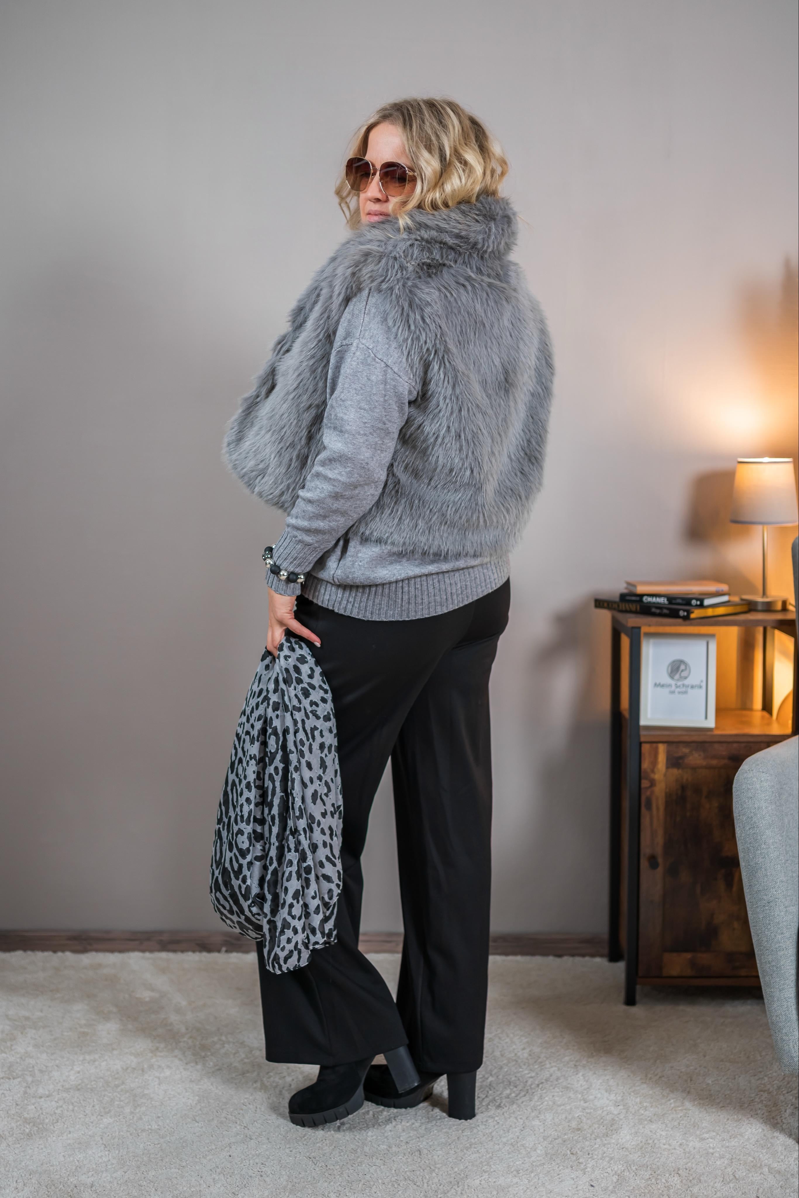 Weste in Kunstfell-Optik, grau