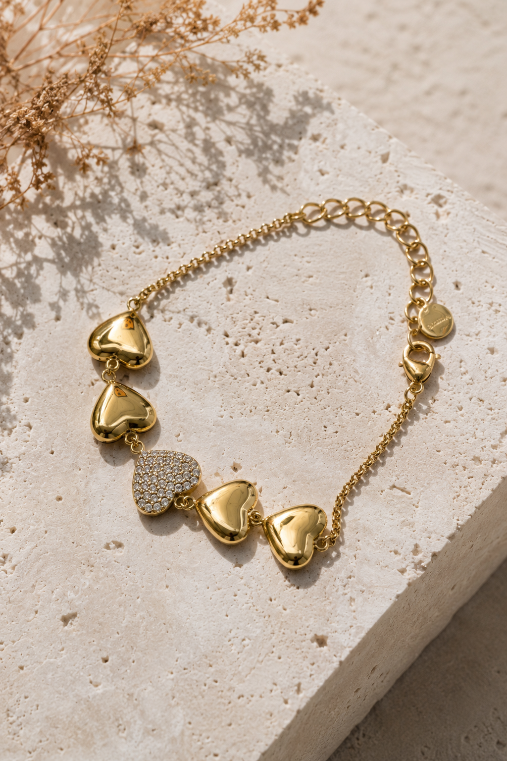 Armband "Golden Hearts" mit Zirkonia