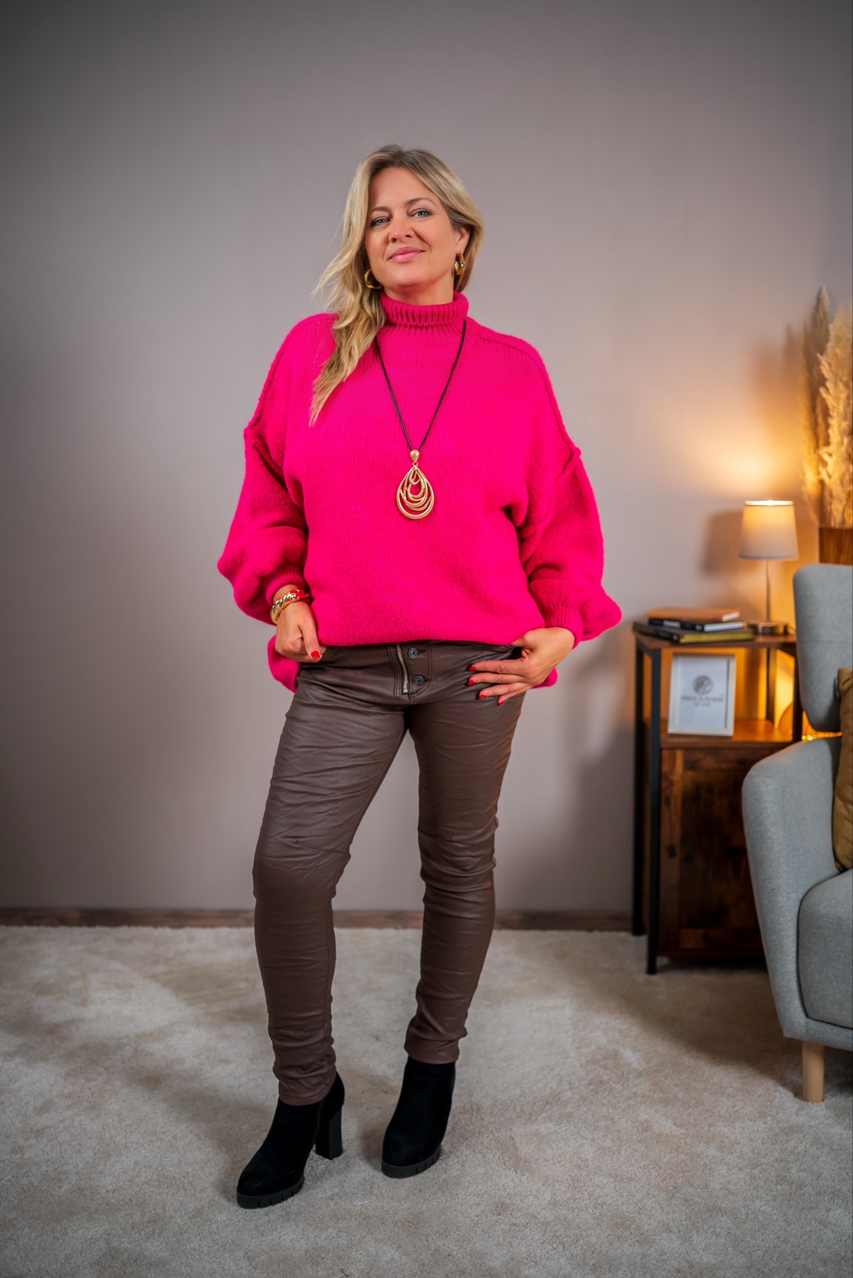 Lässiger Strickpullover, Pink