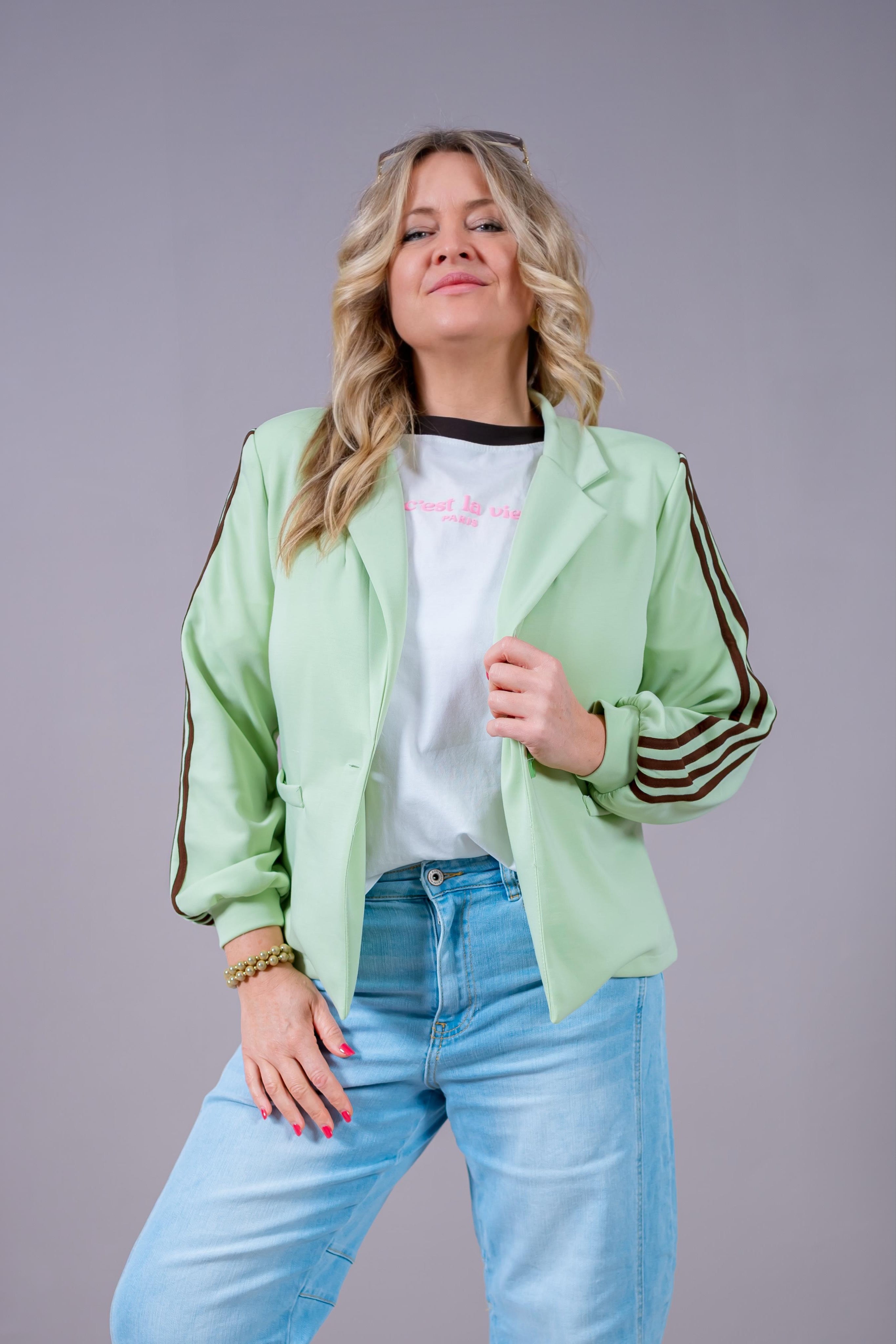 Jogg-Blazer mit Kontrastfarbenen Streifen, mint