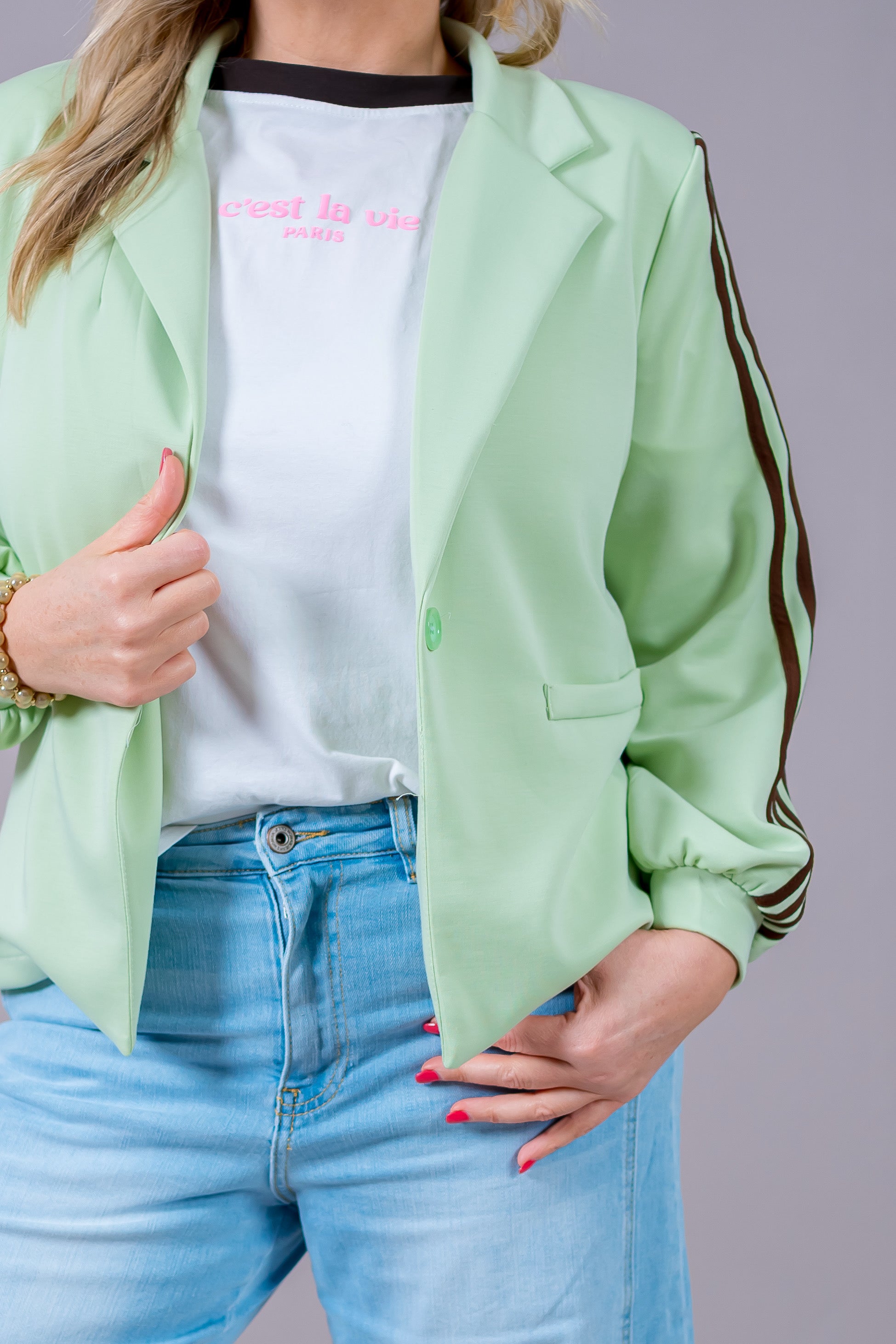 Jogg-Blazer mit Kontrastfarbenen Streifen, mint