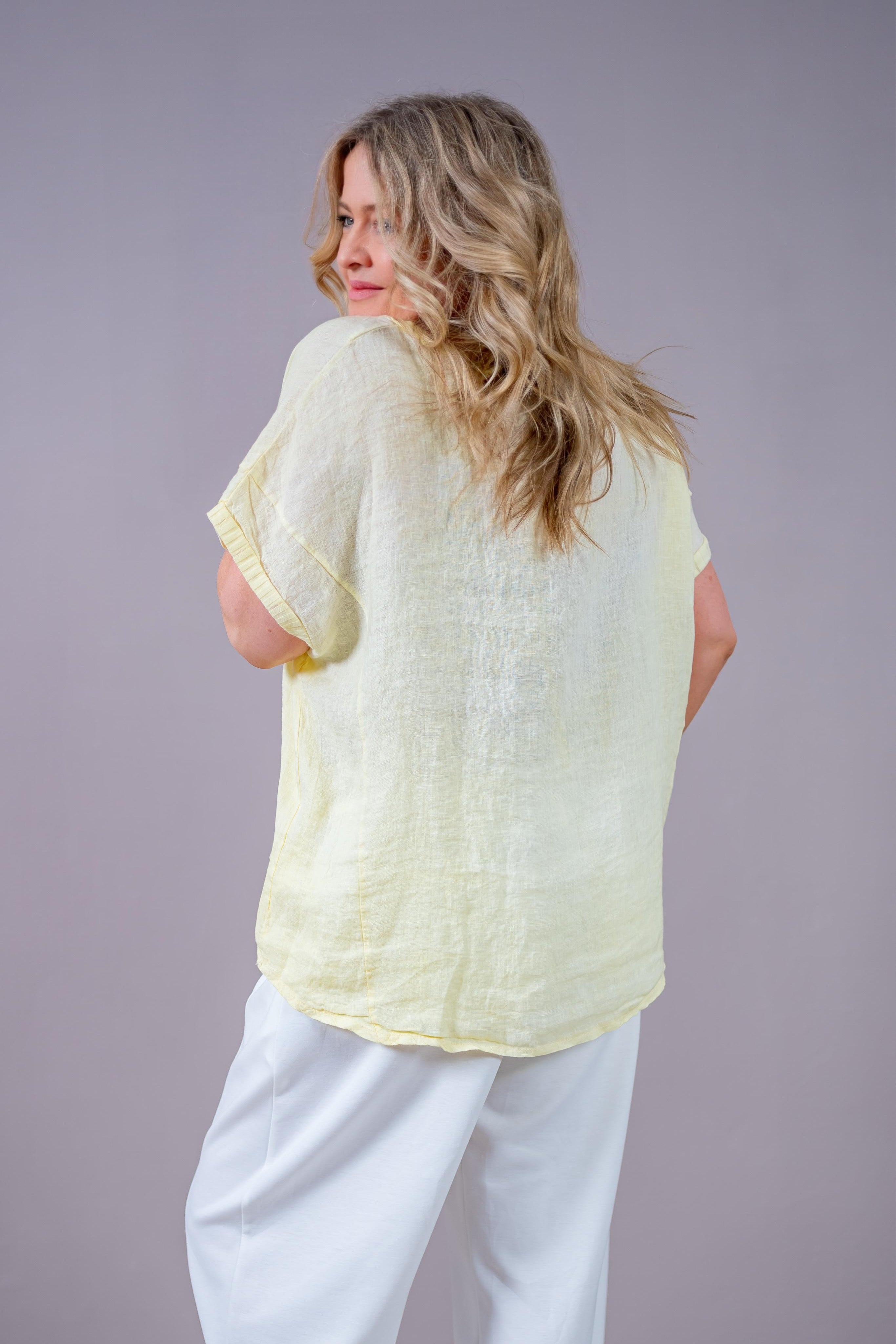Oversize Leinenshirt, gelb