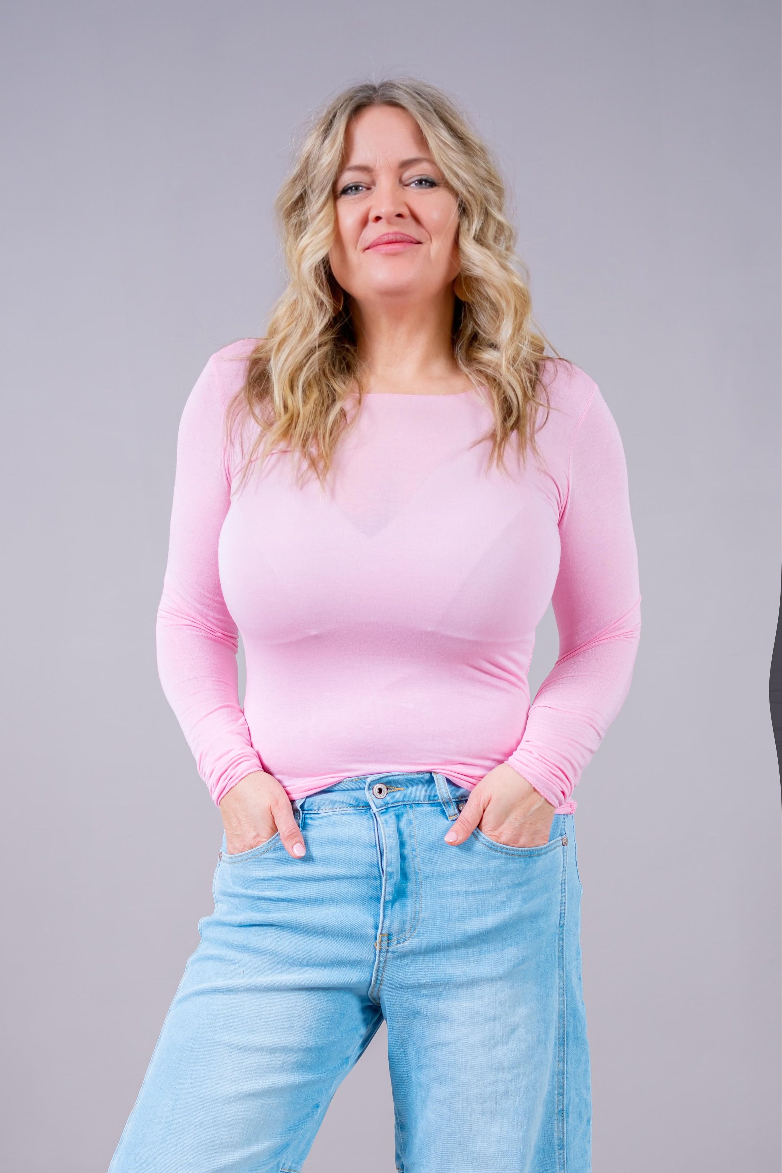 Leichtes Langarmshirt, rosa
