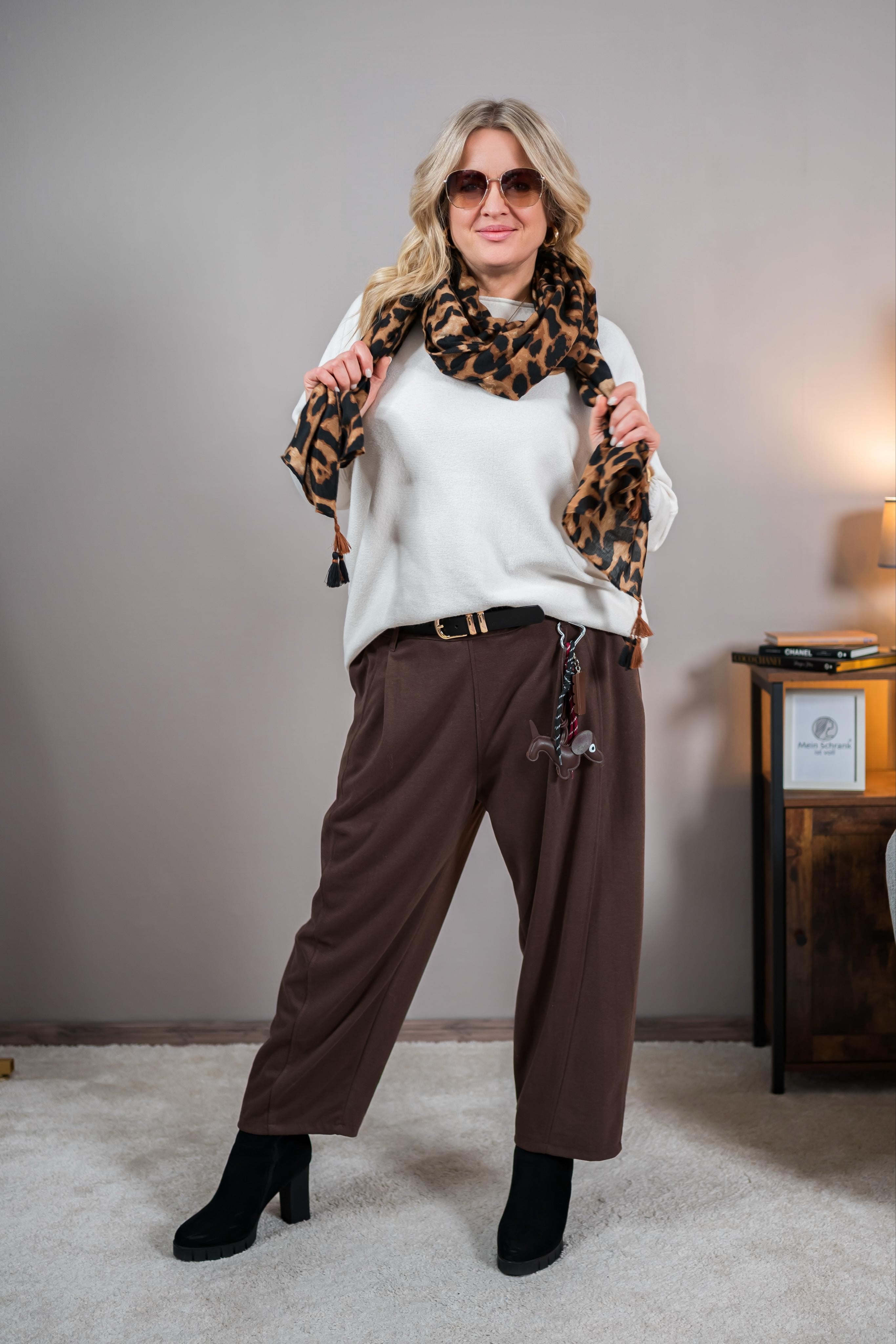 Klassischer Strickpullover, creme