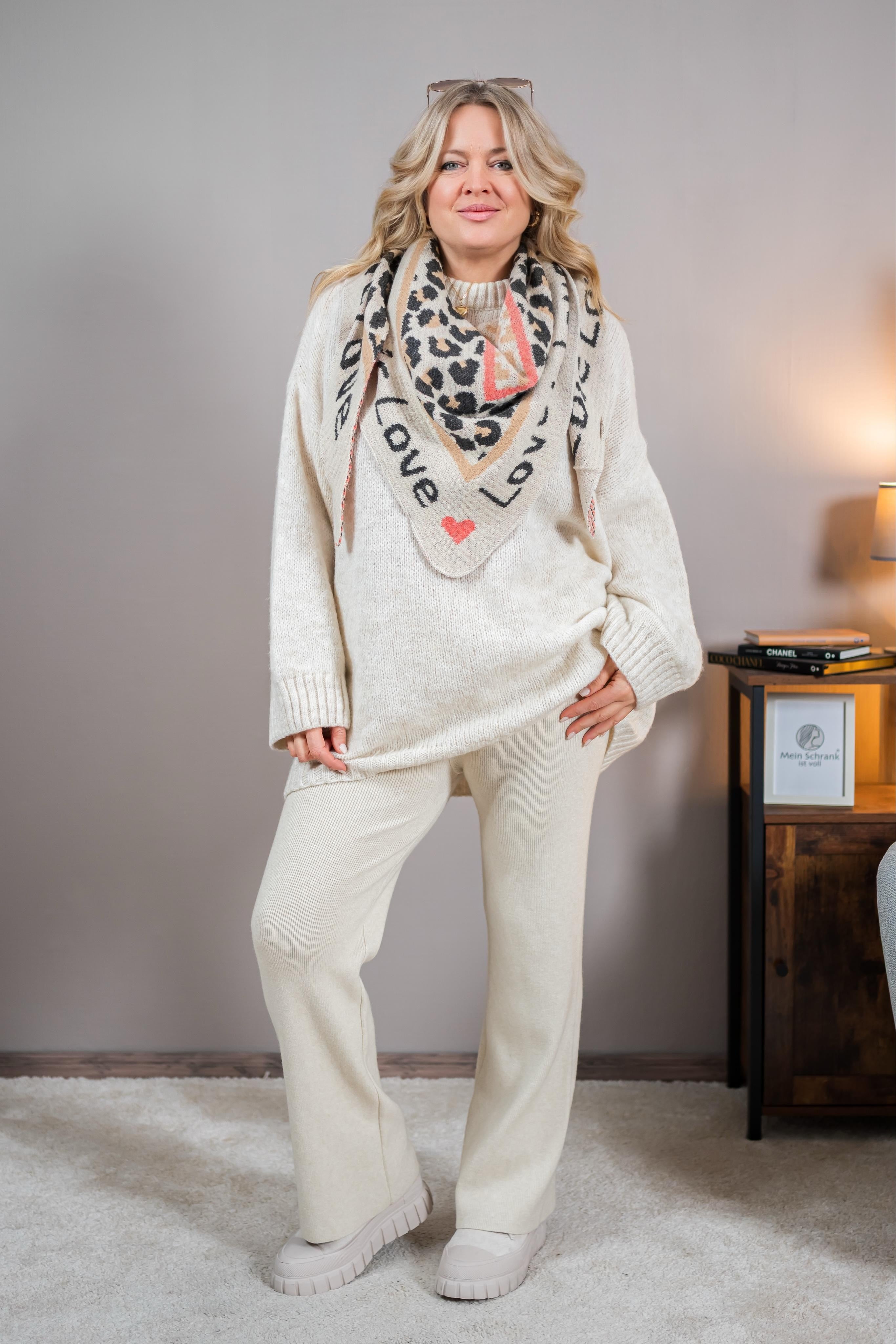 Oversize-Strickpullover, creme