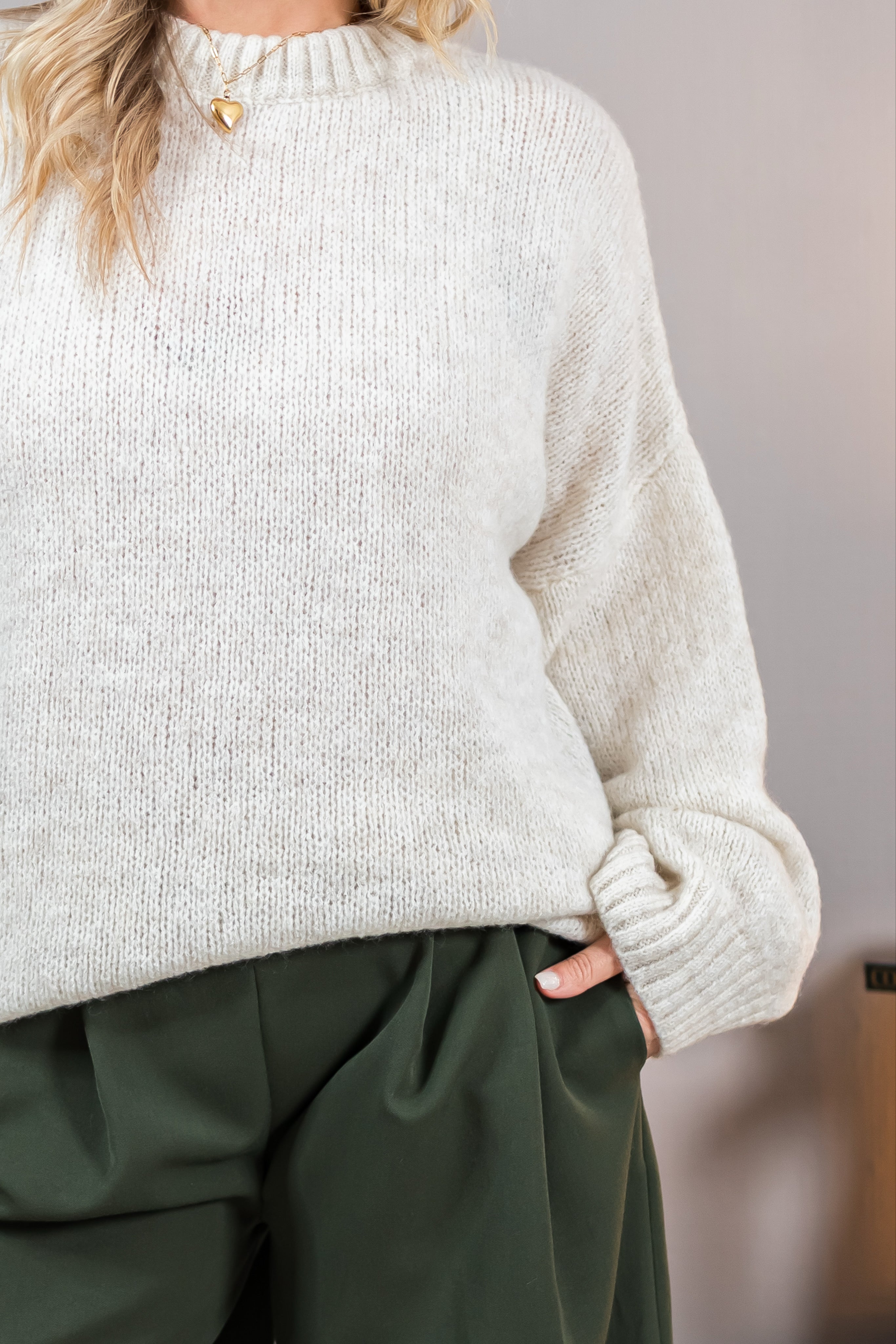 Oversize-Strickpullover, creme