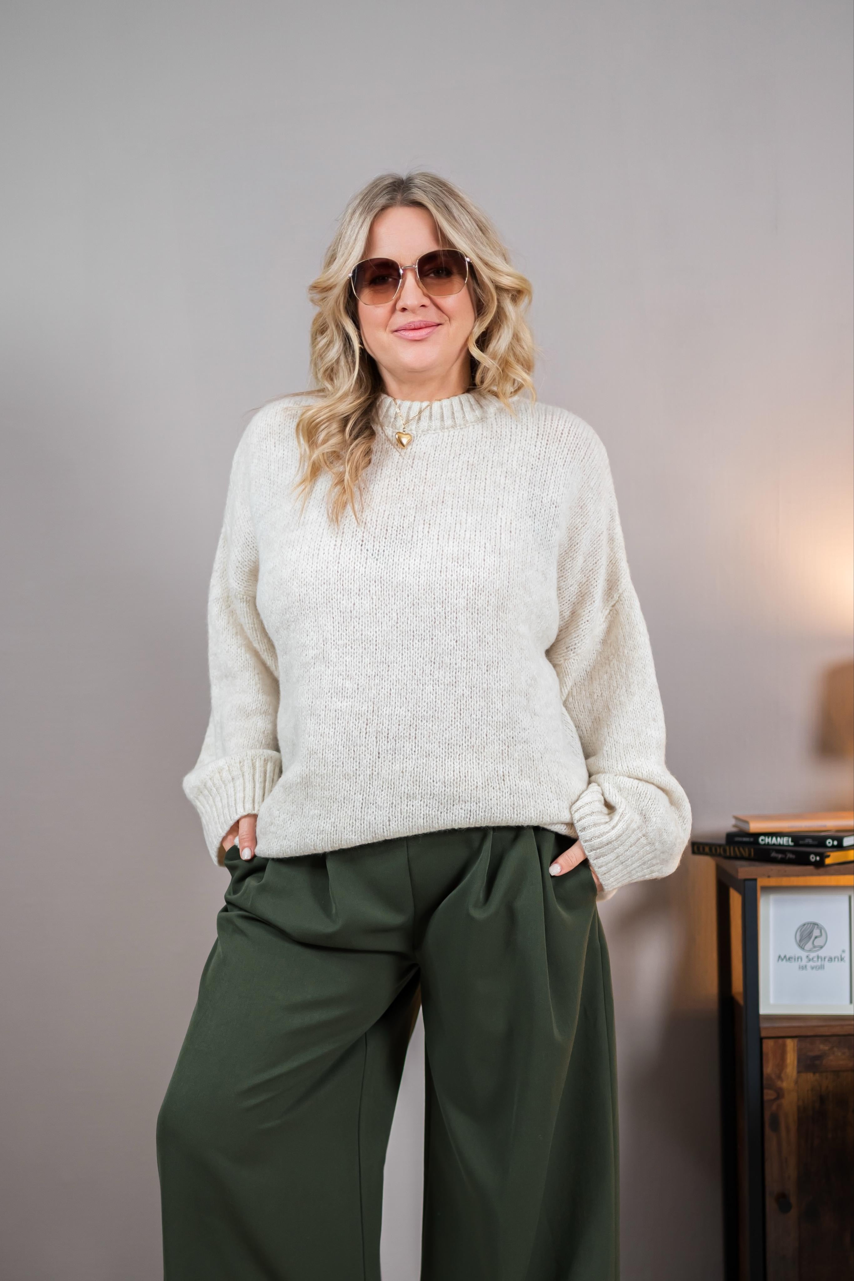 Oversize-Strickpullover, creme
