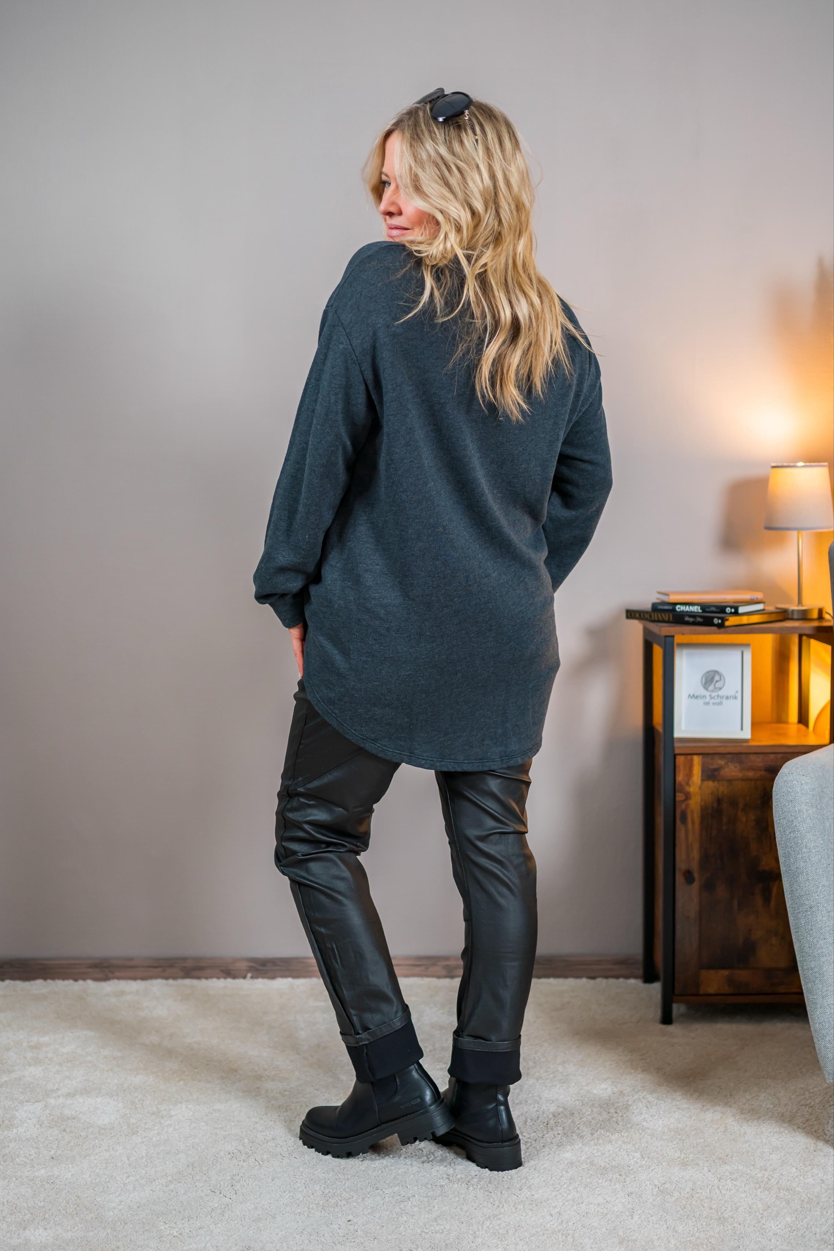 Oversize-Sweatshirt mit Statement-print, dunkelgrau