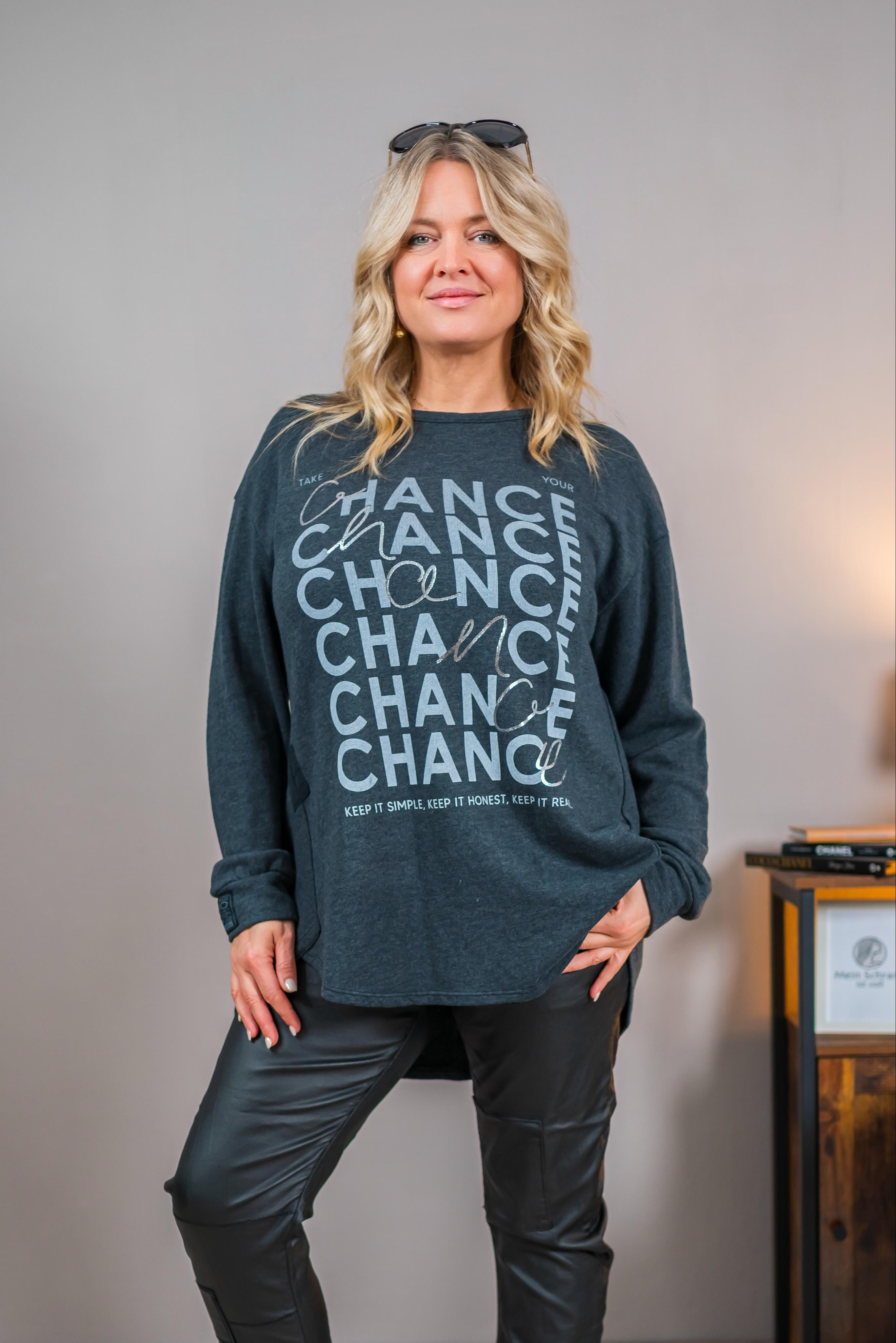 Oversize-Sweatshirt mit Statement-print, dunkelgrau