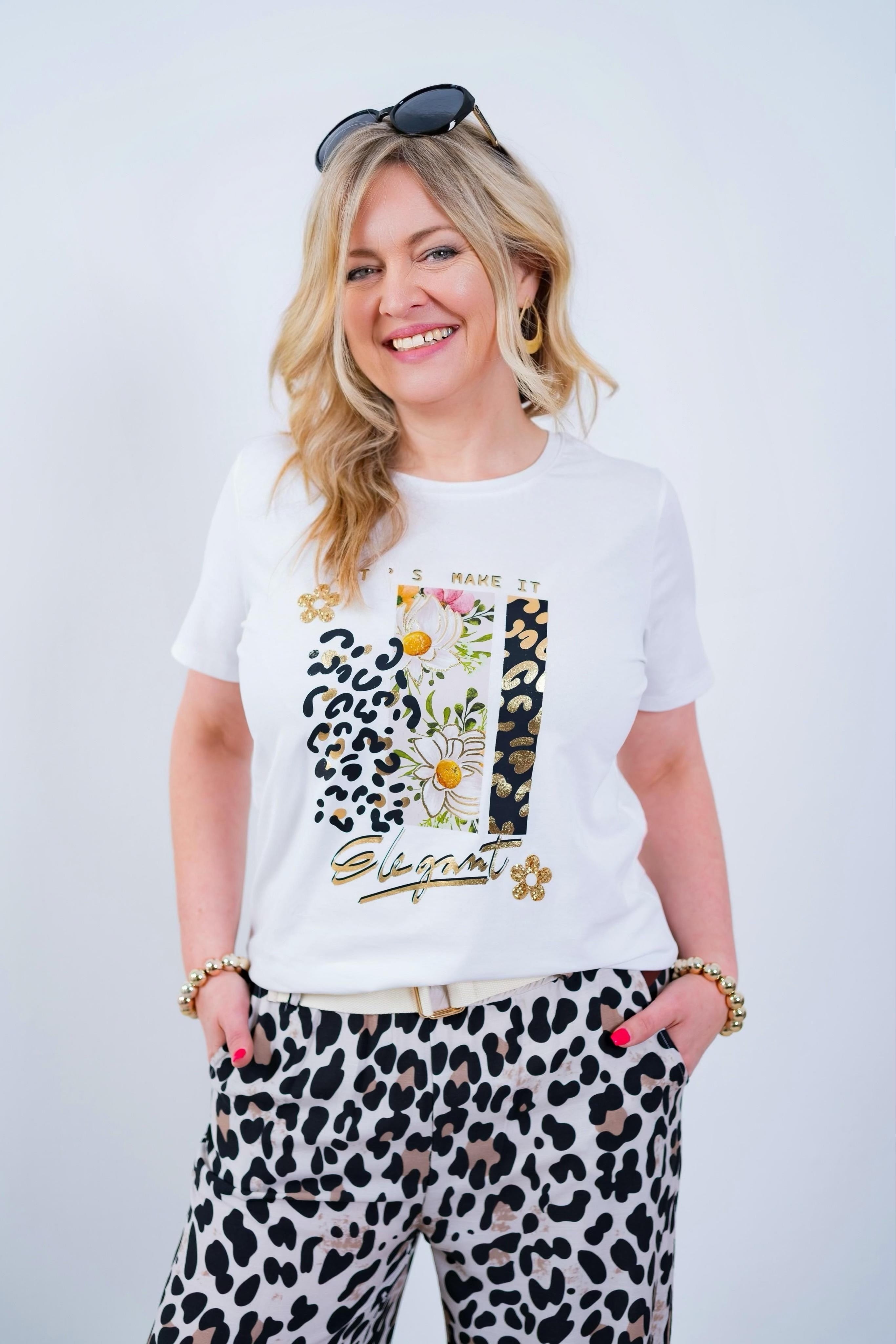 T-Shirt mit Druck, weiß