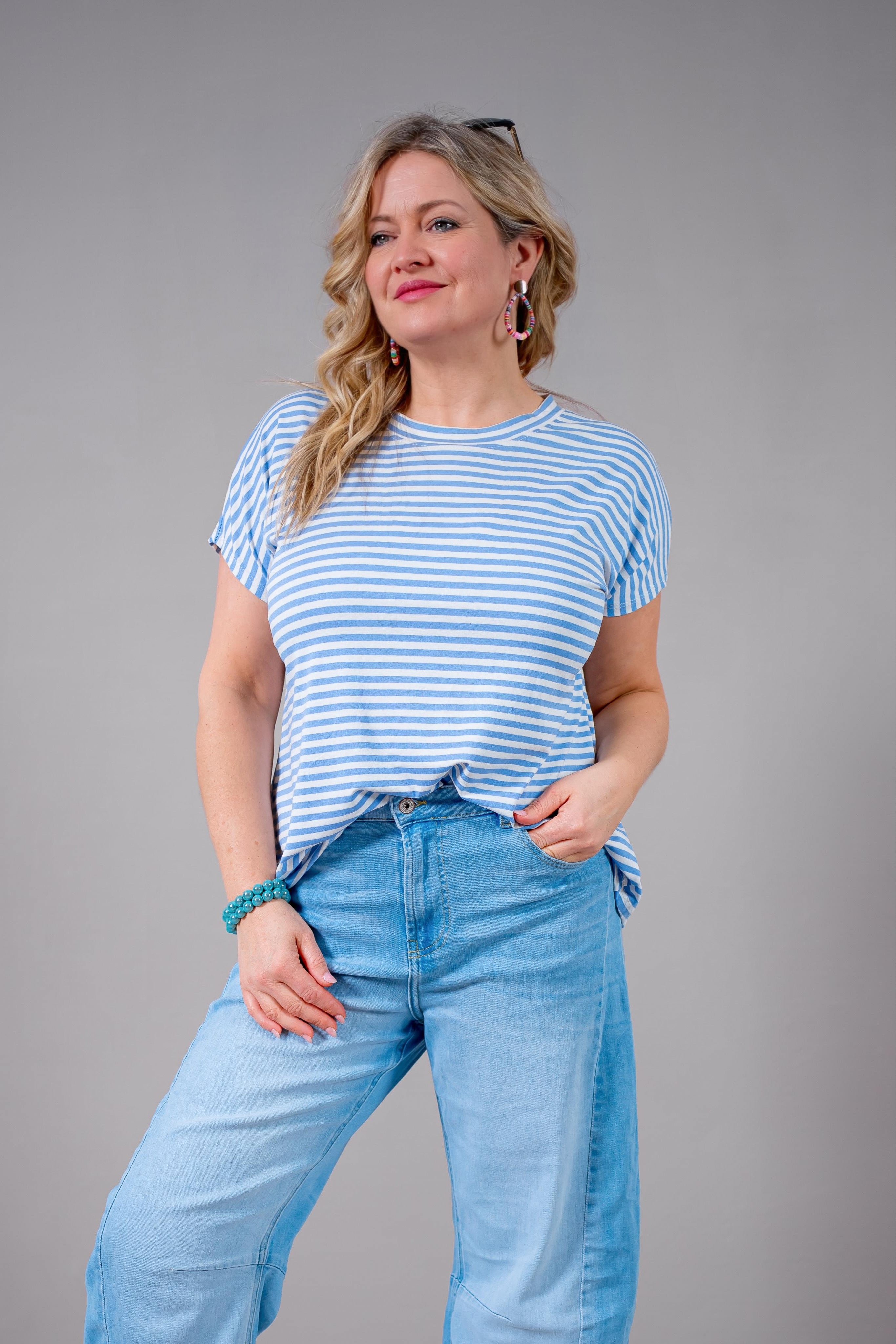 Ringel-Shirt, hellblau/weiß
