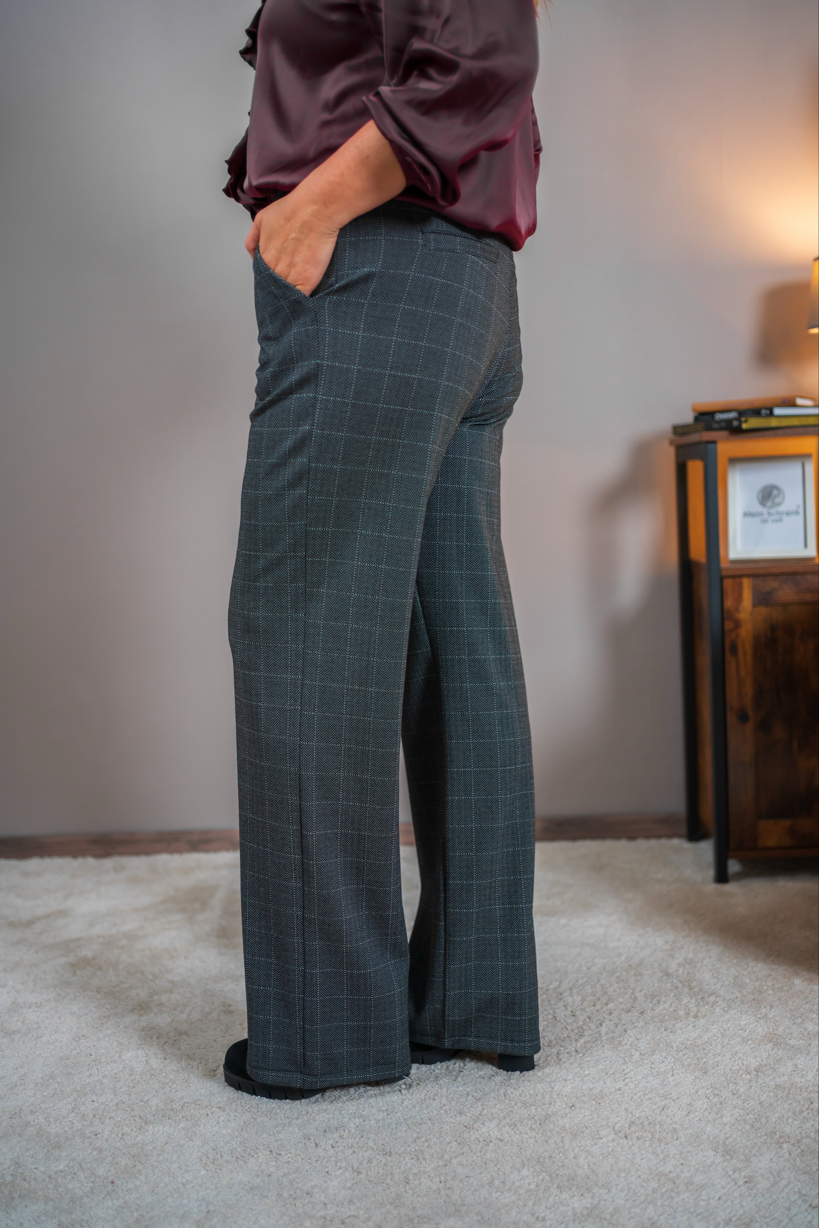 Stoffhose aus Viskosegemisch, Hahnentritt-Muster