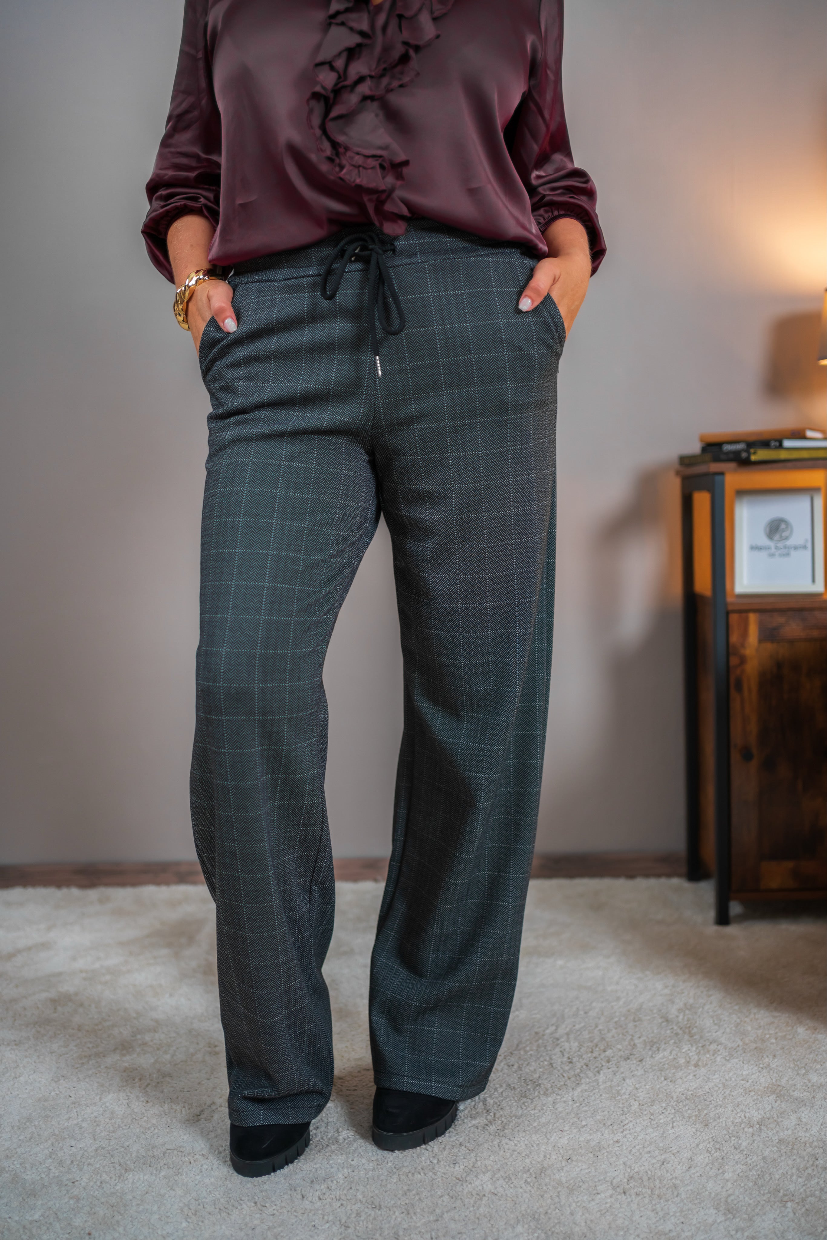 Stoffhose aus Viskosegemisch, Hahnentritt-Muster