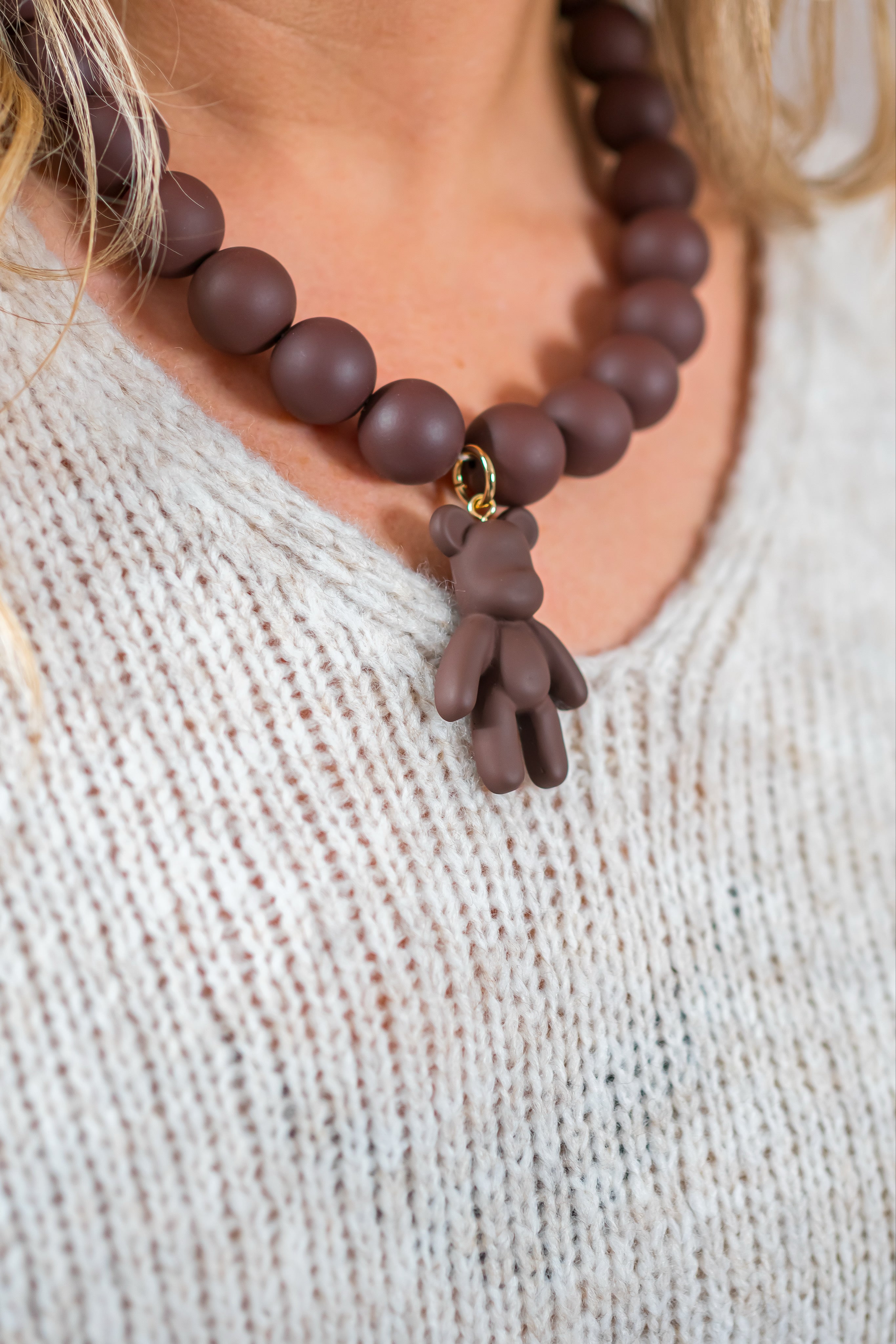 Strickpullover mit Spitzenkante, hellbeige