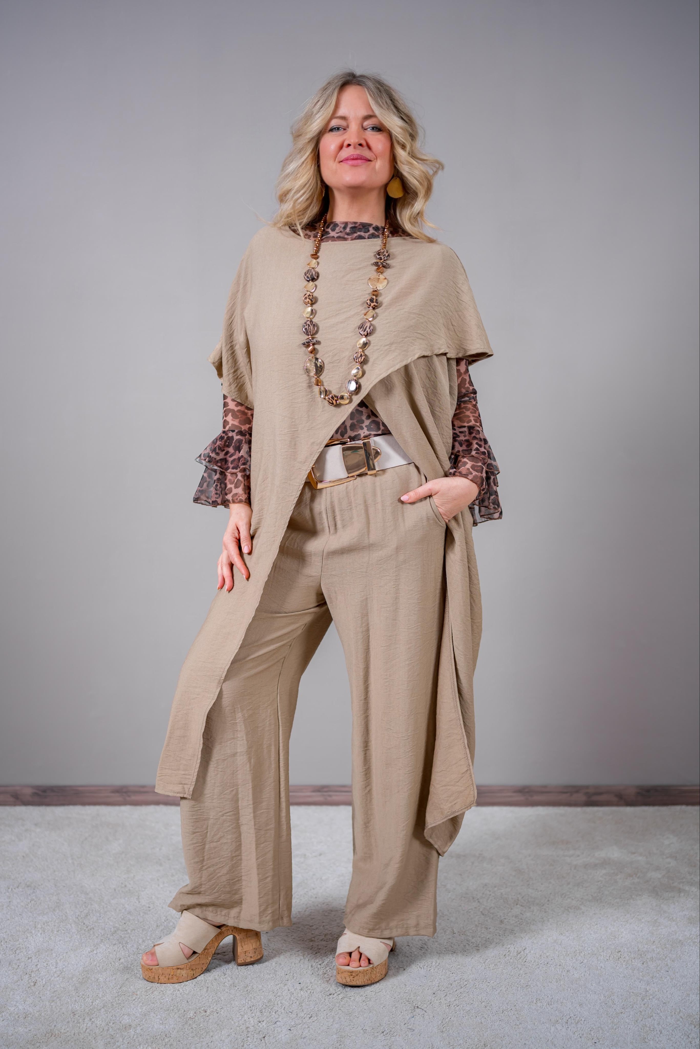 Weite Hose, camel