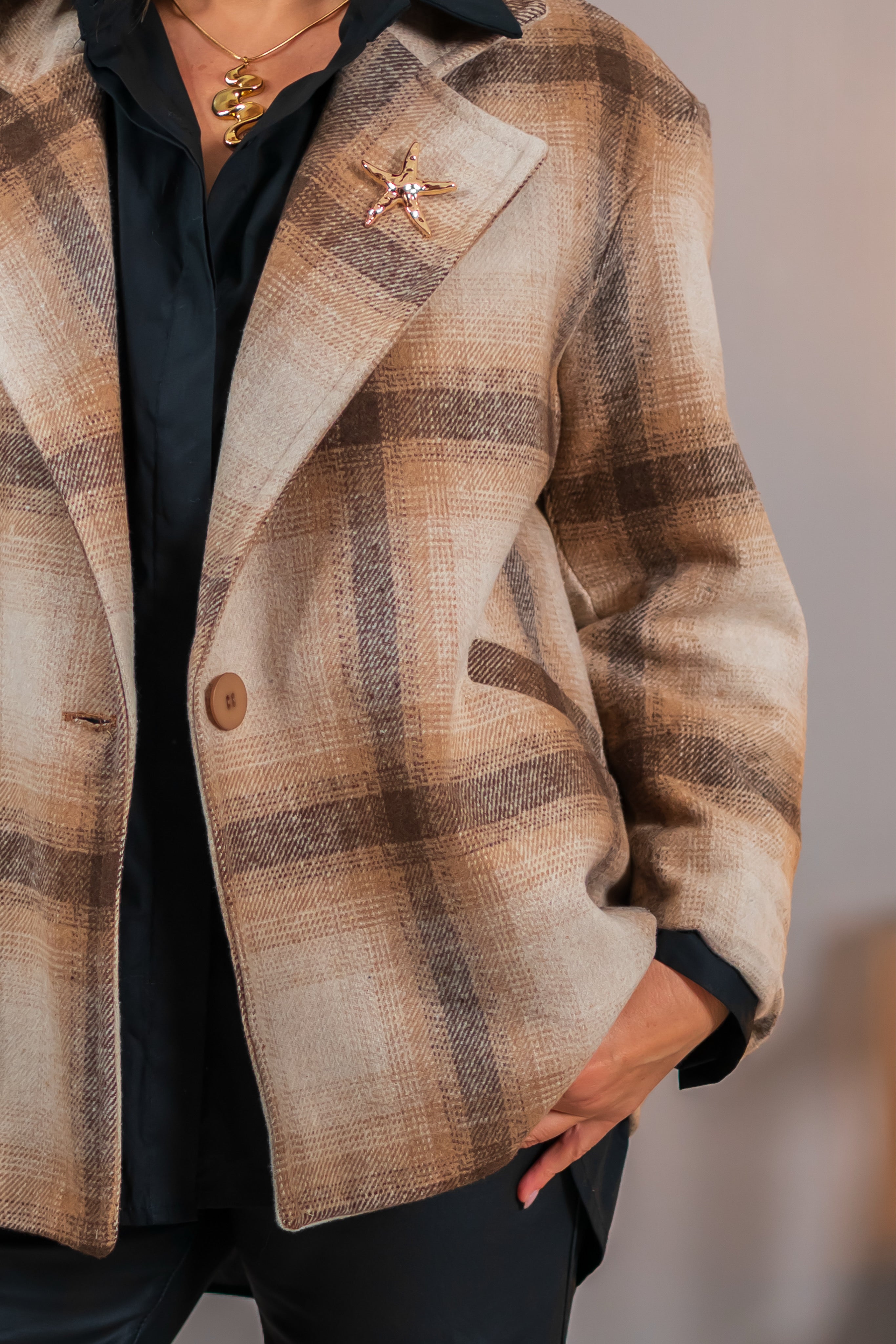 Oversize Blazer im Karo-Muster