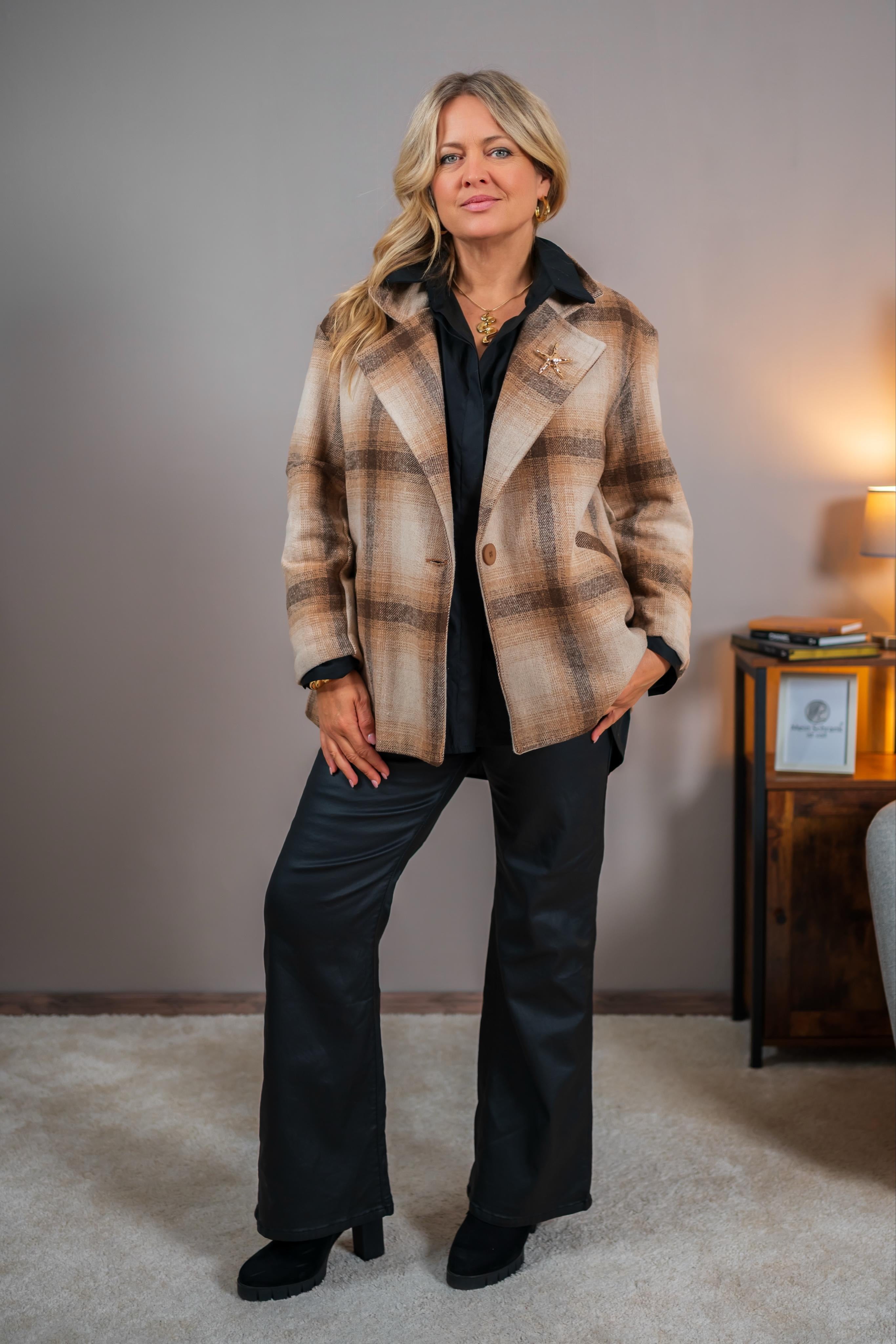 Oversize Blazer im Karo-Muster