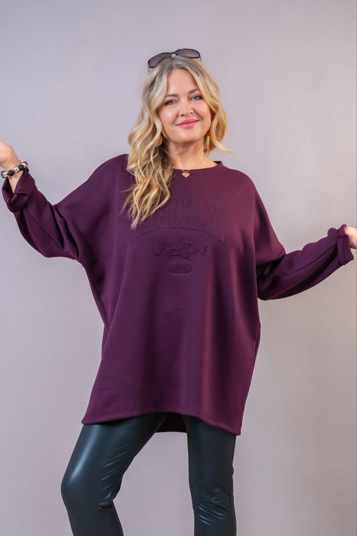 Oversize Sweatshirt "Brooklyn", bordeaux