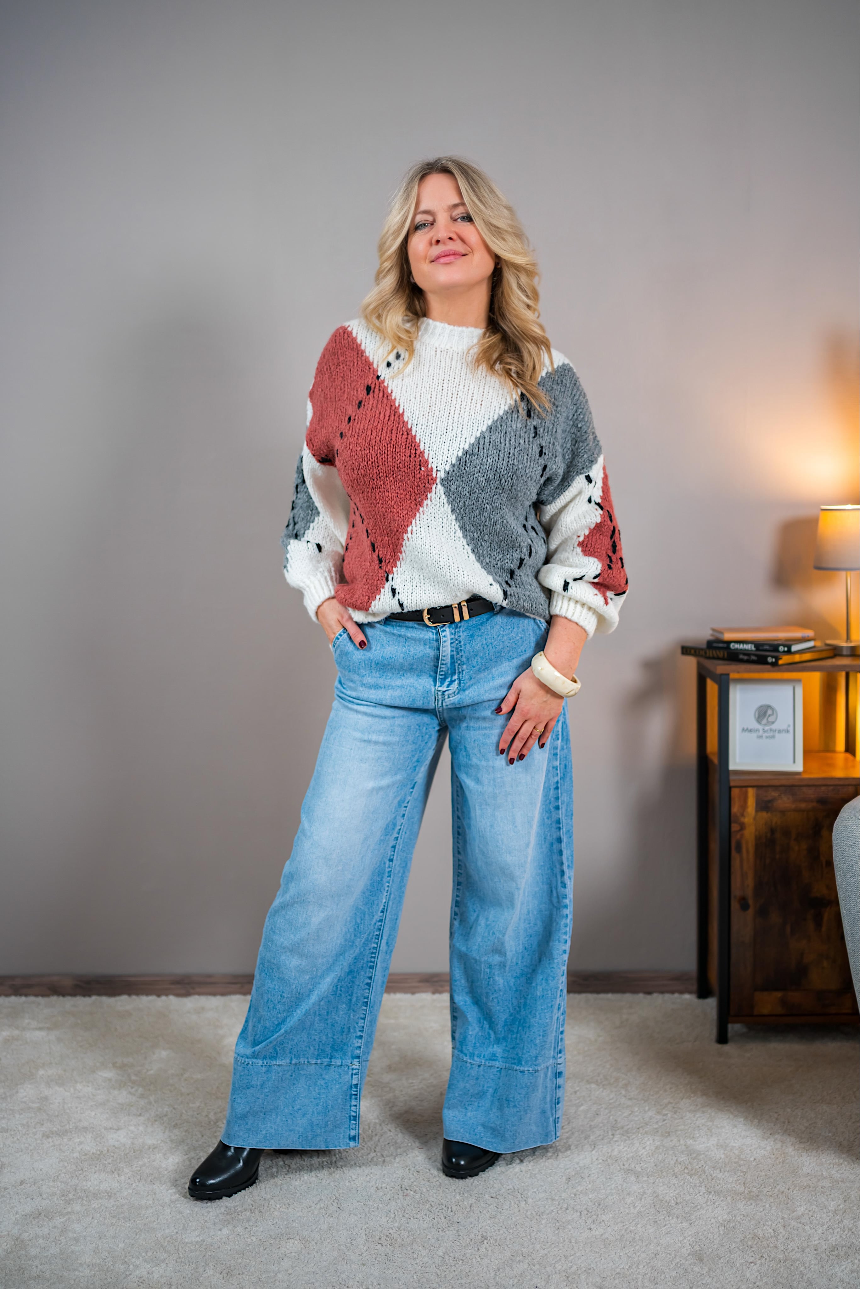 Strickpullover mit stylischem Design, creme