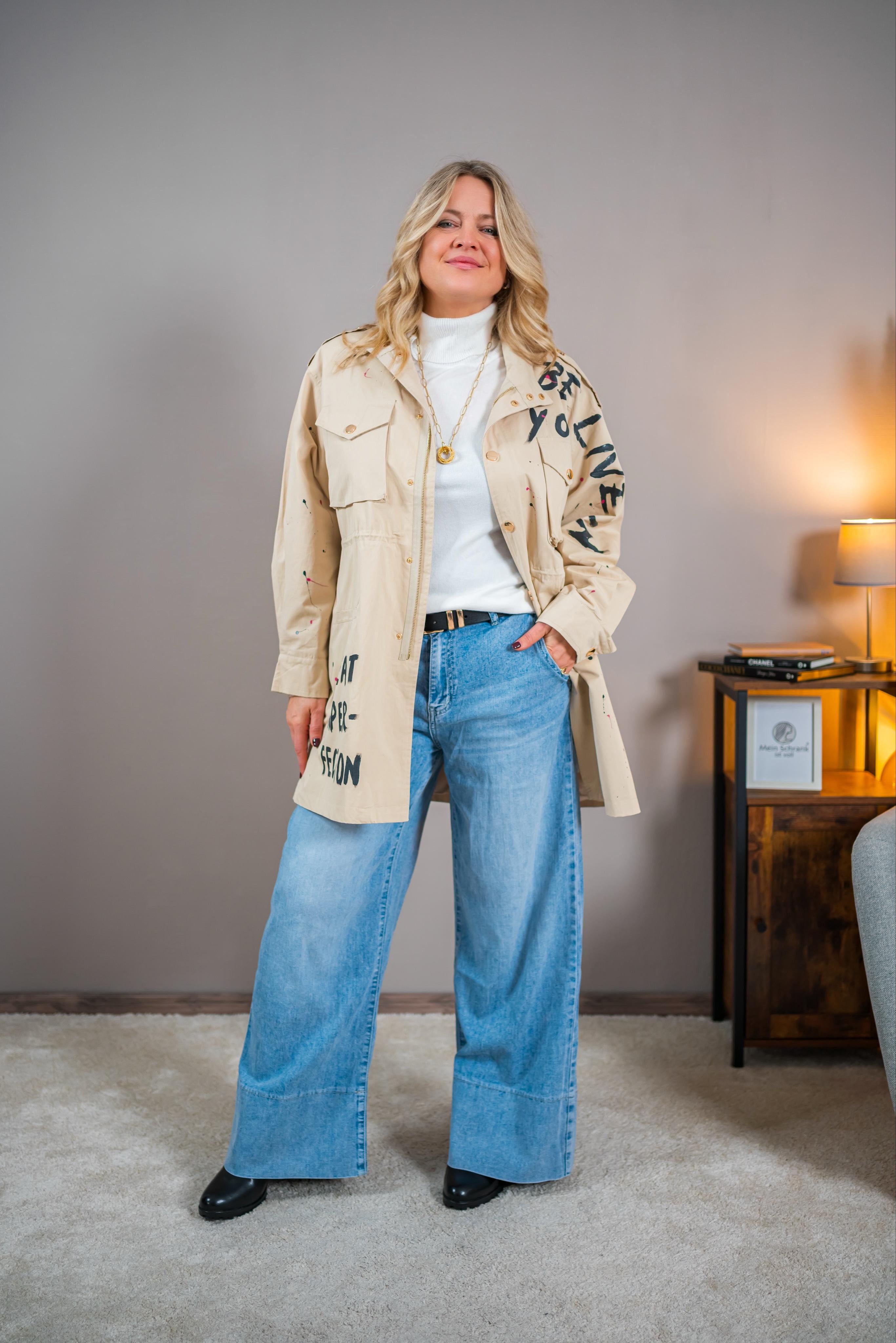 Oversize Jacke im Utility-Look, beige