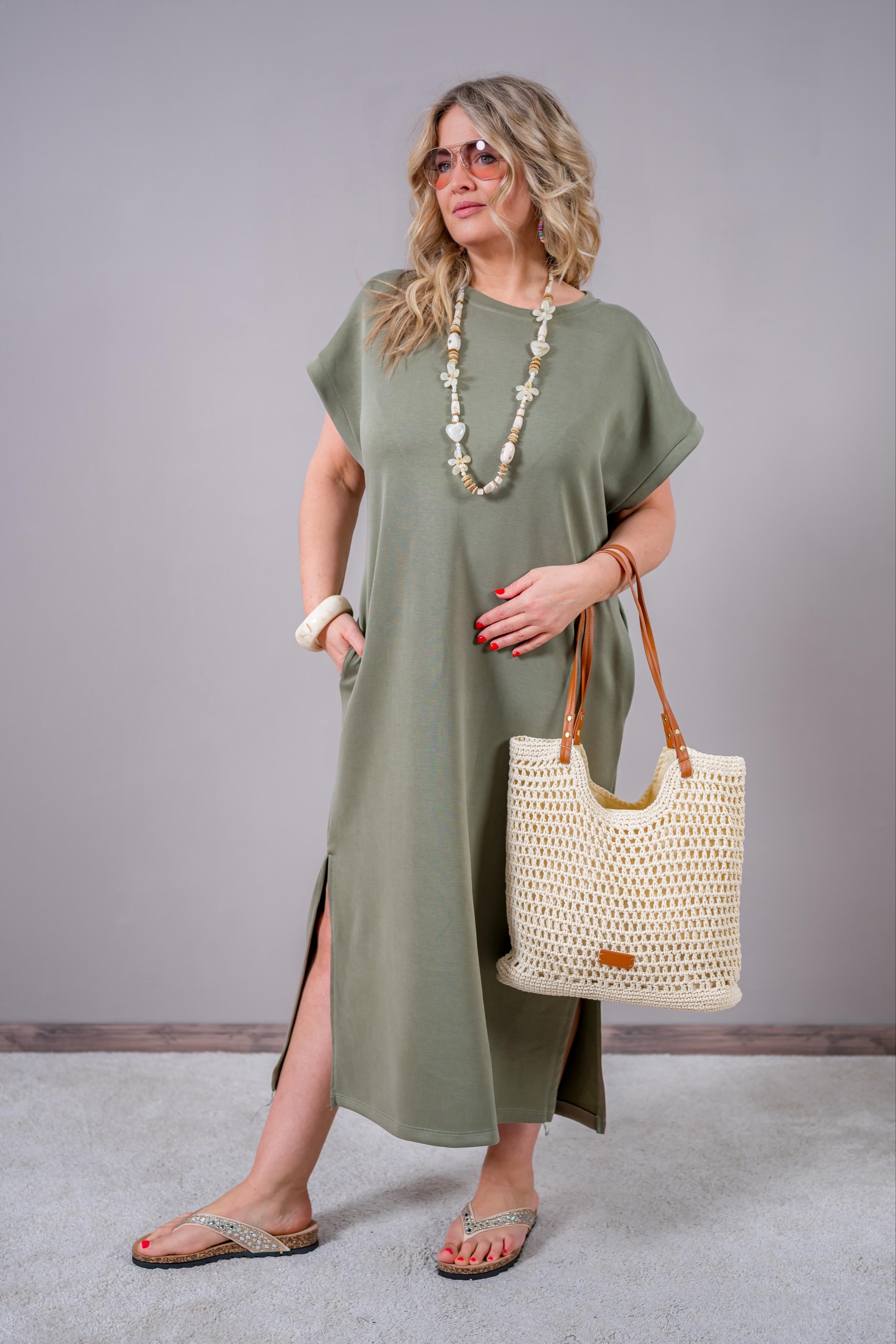 Shirt-Kleid, olive